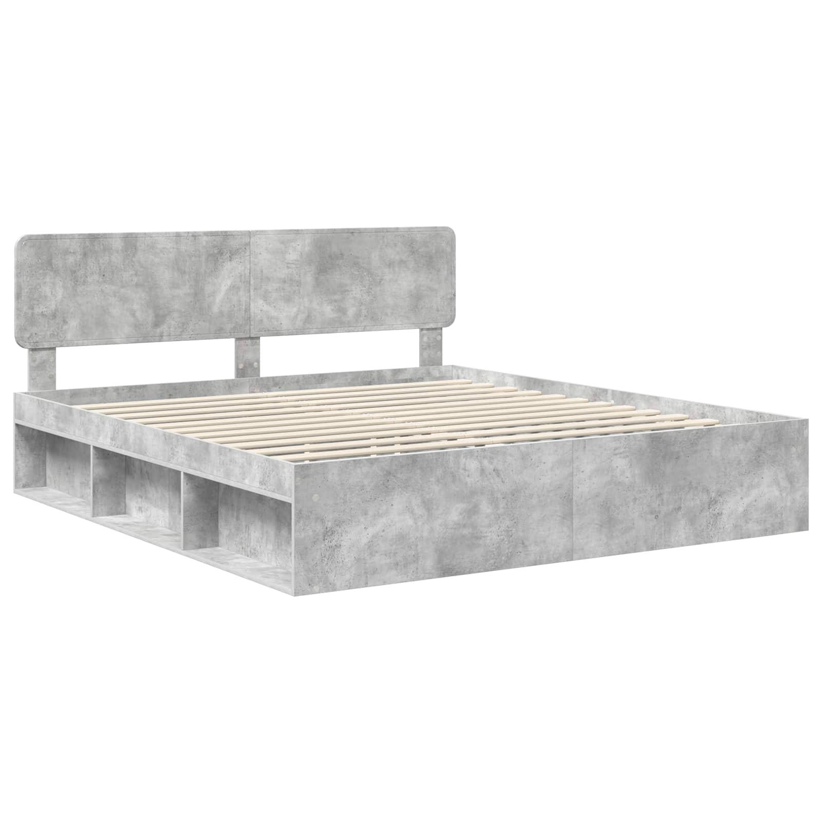 vidaXL Bettrahmen mit Kopfteil Beton 180 x 200 cm Massives Kiefernholz