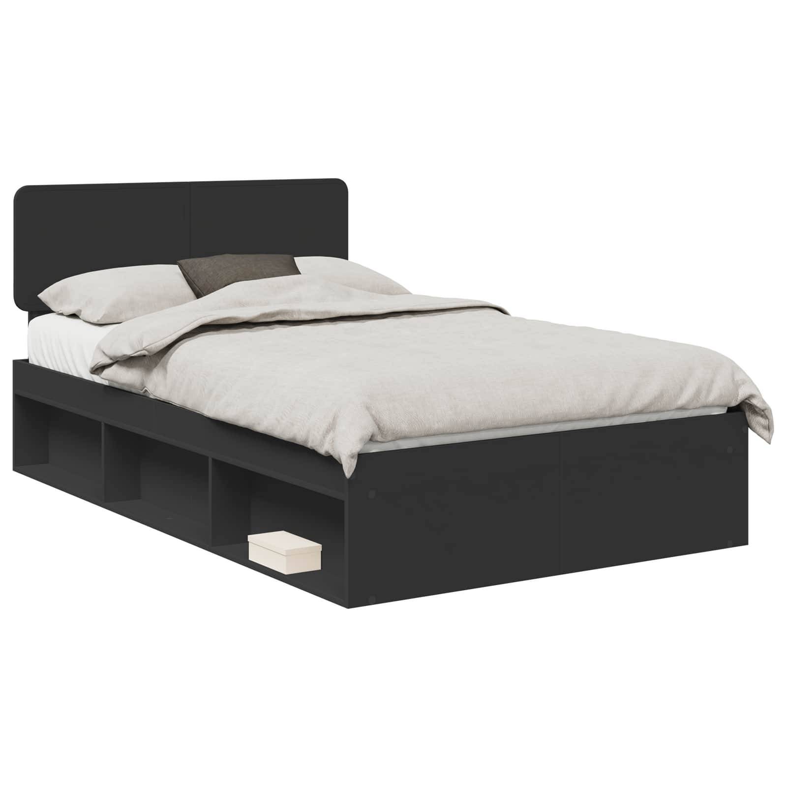 vidaXL Bettrahmen Schwarz 135 x 190 cm Massives Kiefernholz
