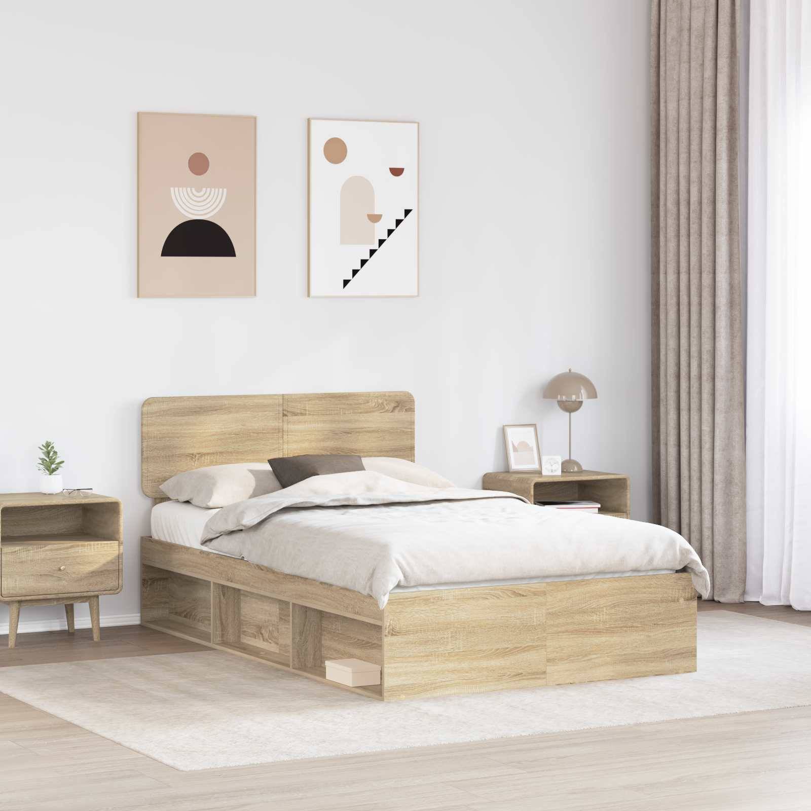 vidaXL Bettrahmen Sonoma 120 x 190 cm Massives Kiefernholz