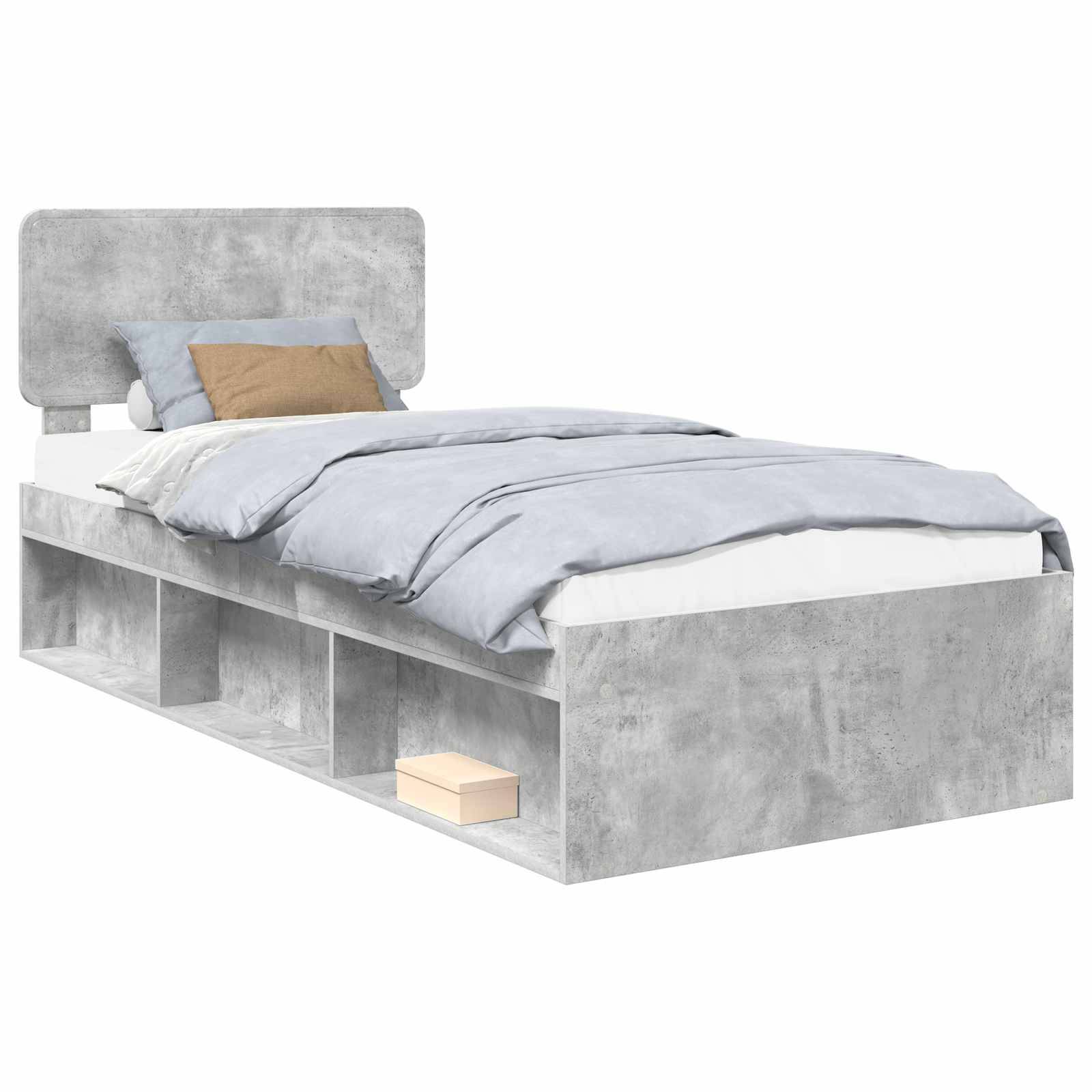 vidaXL Bettrahmen Beton Grau 100 x 200 cm Massives Kiefernholz