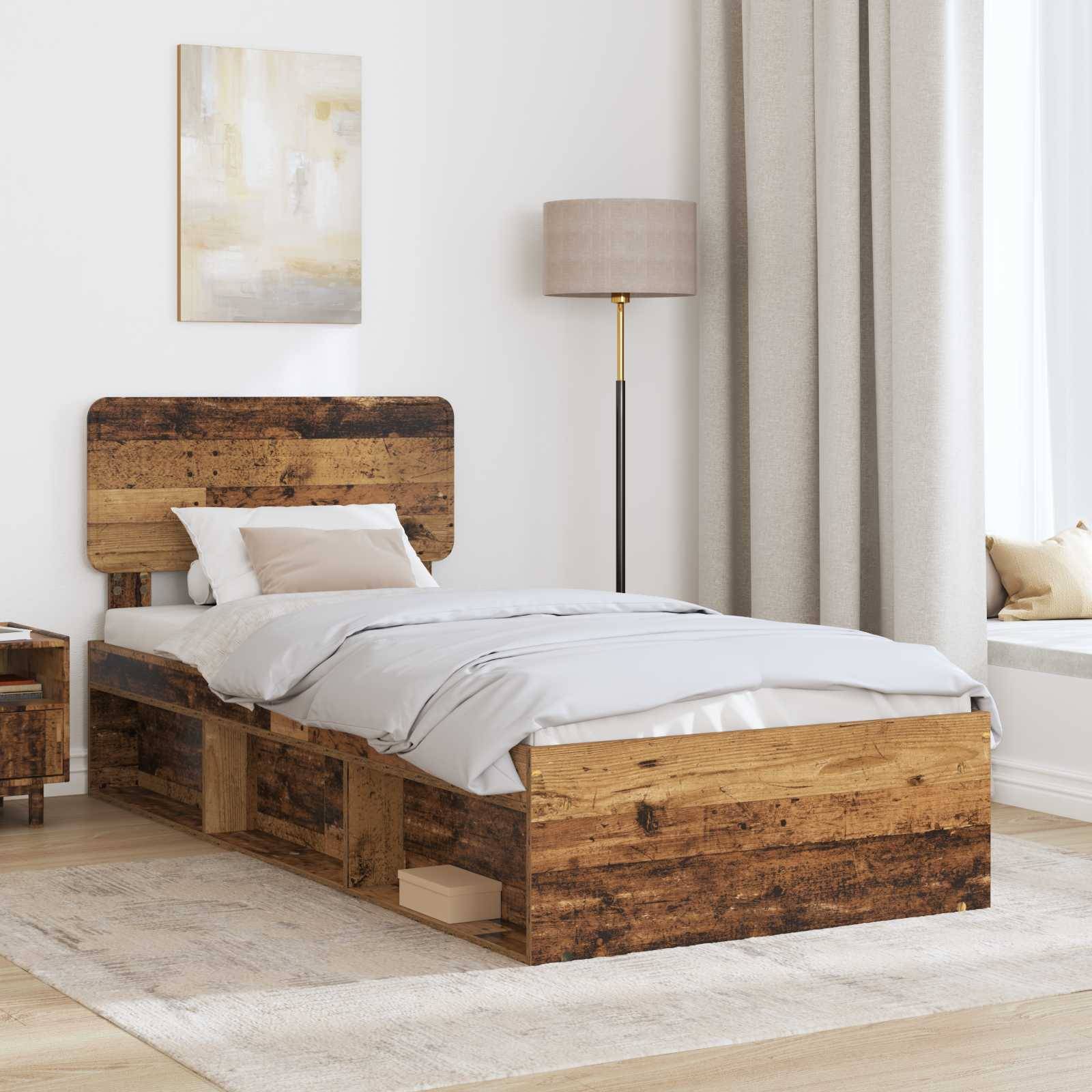 vidaXL Bettrahmen Altholz 90 x 190 cm Massives Kiefernholz