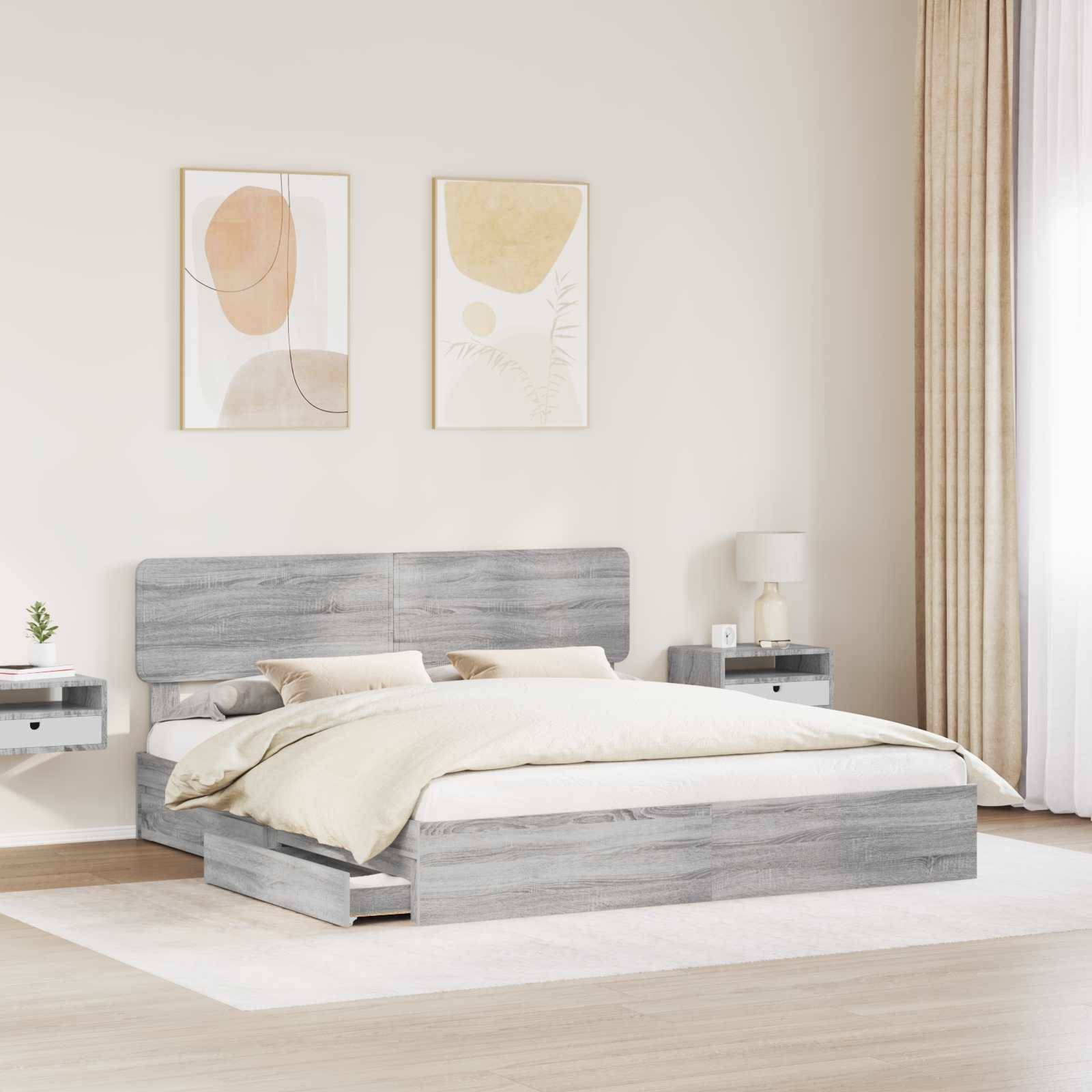 vidaXL Aufbewahrungsbett Graues Sonoma 180 x 200 cm Holzwerkstoff