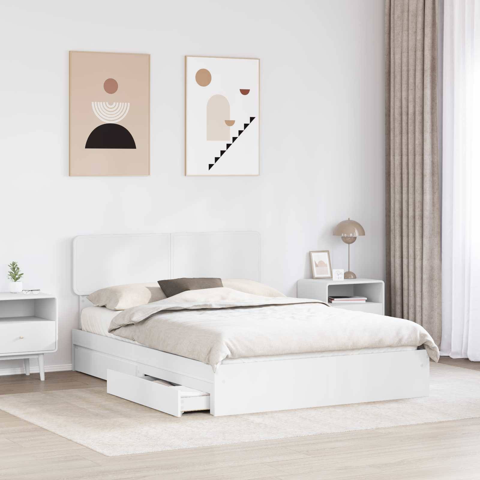 vidaXL Aufbewahrungsbett mit Kopfteil Weiß 160 x 200 cm Holzwerkstoff