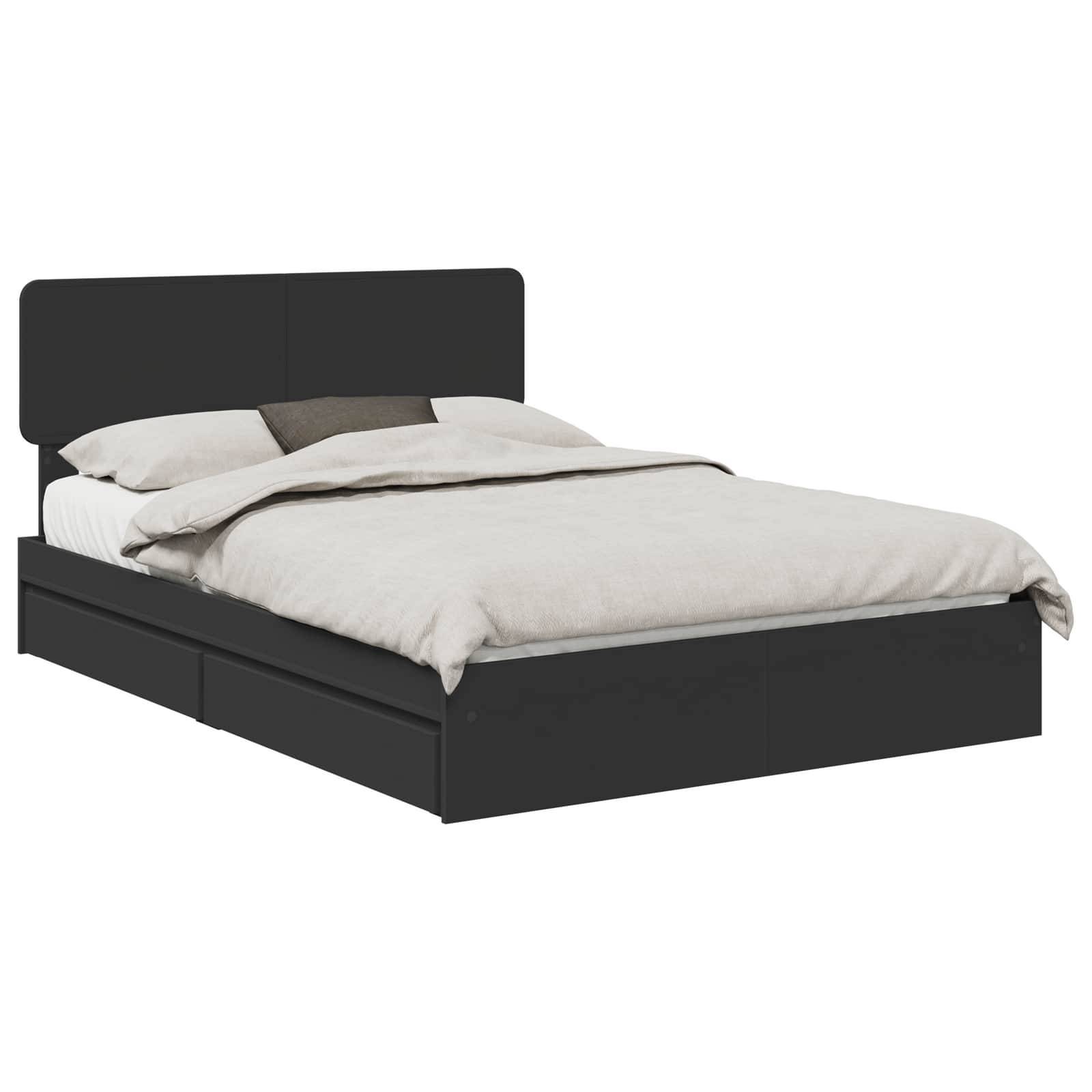 vidaXL Aufbewahrungsbett Schwarz 150 x 200 cm Holzwerkstoff