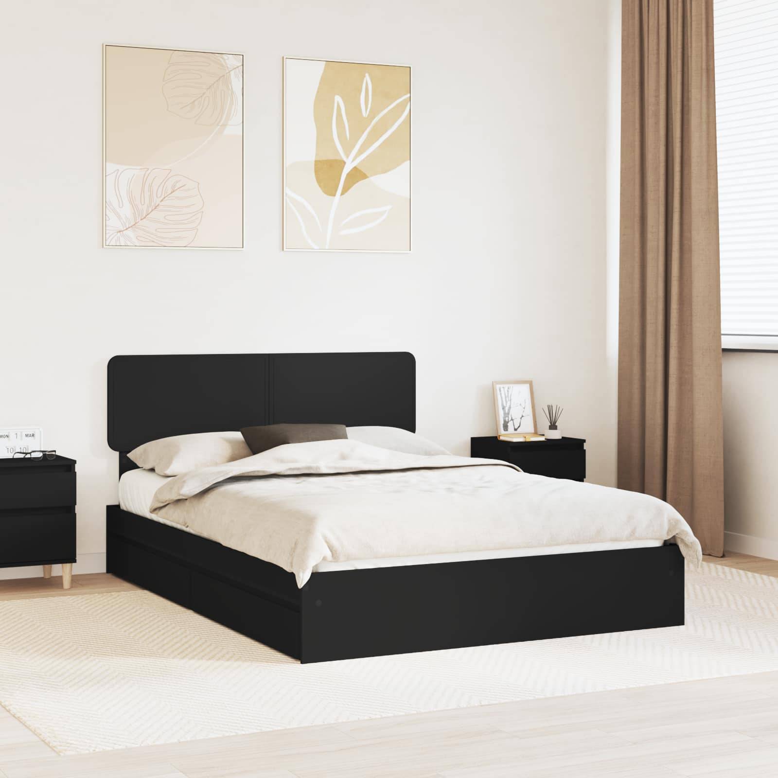 vidaXL Aufbewahrungsbett Schwarz 150 x 200 cm Holzwerkstoff