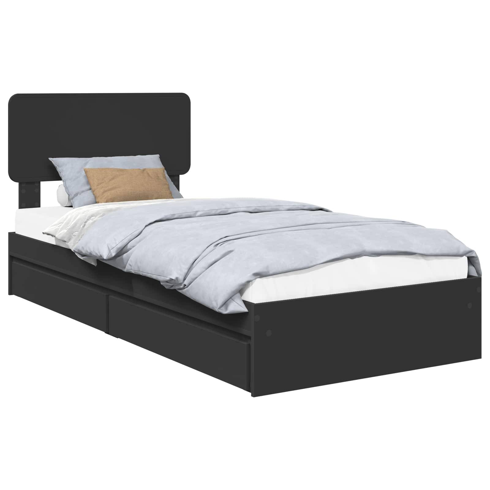 vidaXL Aufbewahrungsbett Schwarz 90 x 190 cm Holzwerkstoff