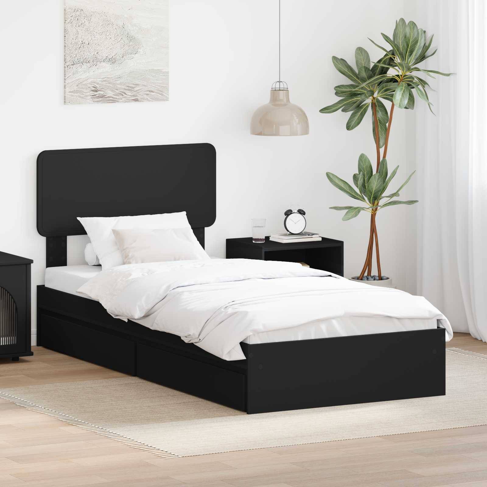 vidaXL Aufbewahrungsbett Schwarz 90 x 190 cm Holzwerkstoff