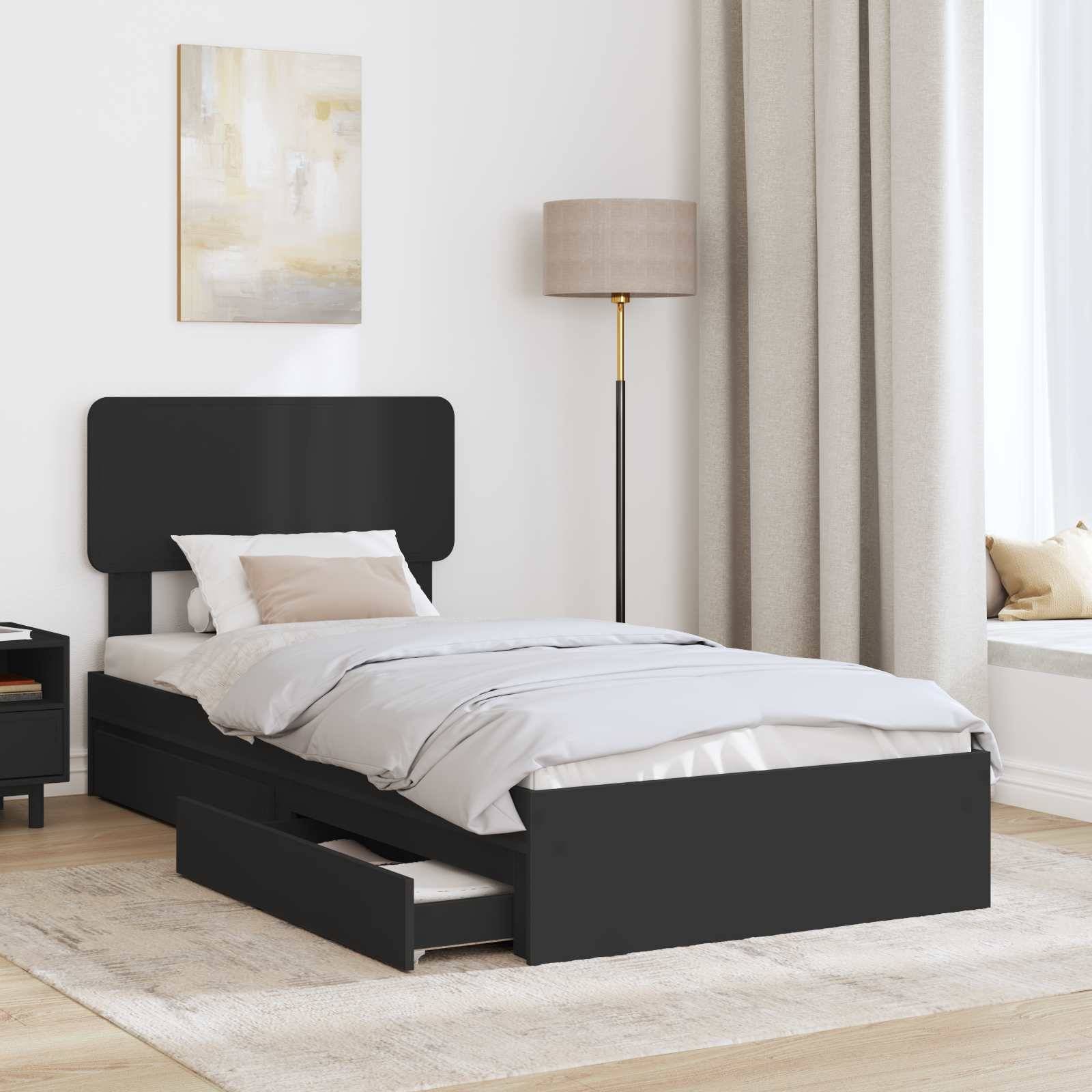 vidaXL Aufbewahrungsbett Schwarz 90 x 190 cm Holzwerkstoff