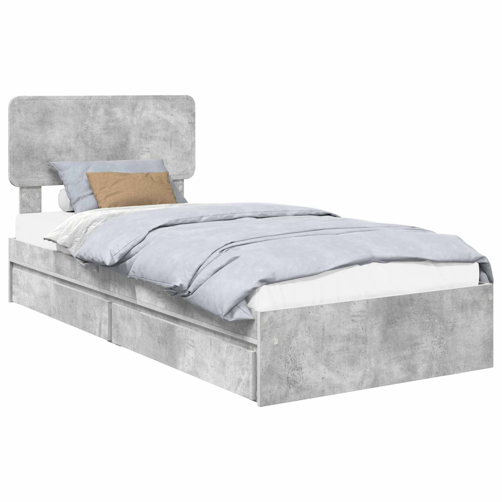 vidaXL Aufbewahrungsbett Beton Grau 90 x 190 cm Holzwerkstoff