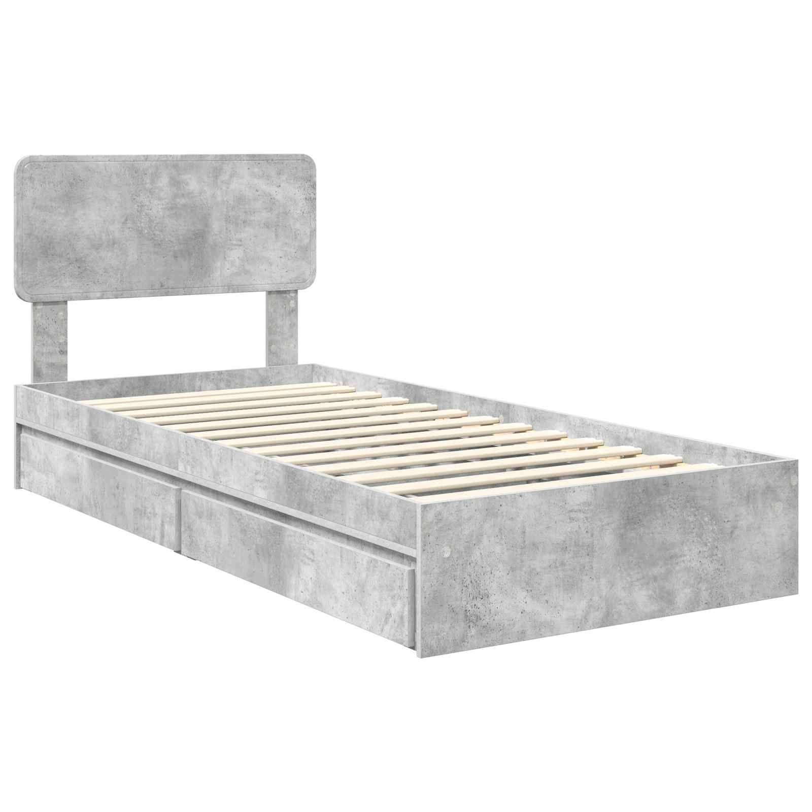 vidaXL Aufbewahrungsbett Beton Grau 90 x 190 cm Holzwerkstoff