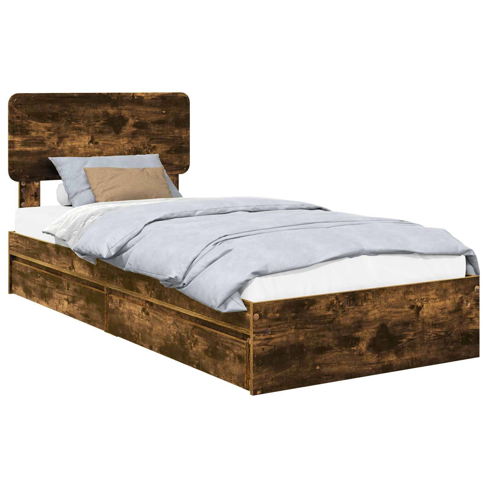 vidaXL Aufbewahrungsbett Geräucherte Eiche 100 x 200 cm Holzwerkstoff