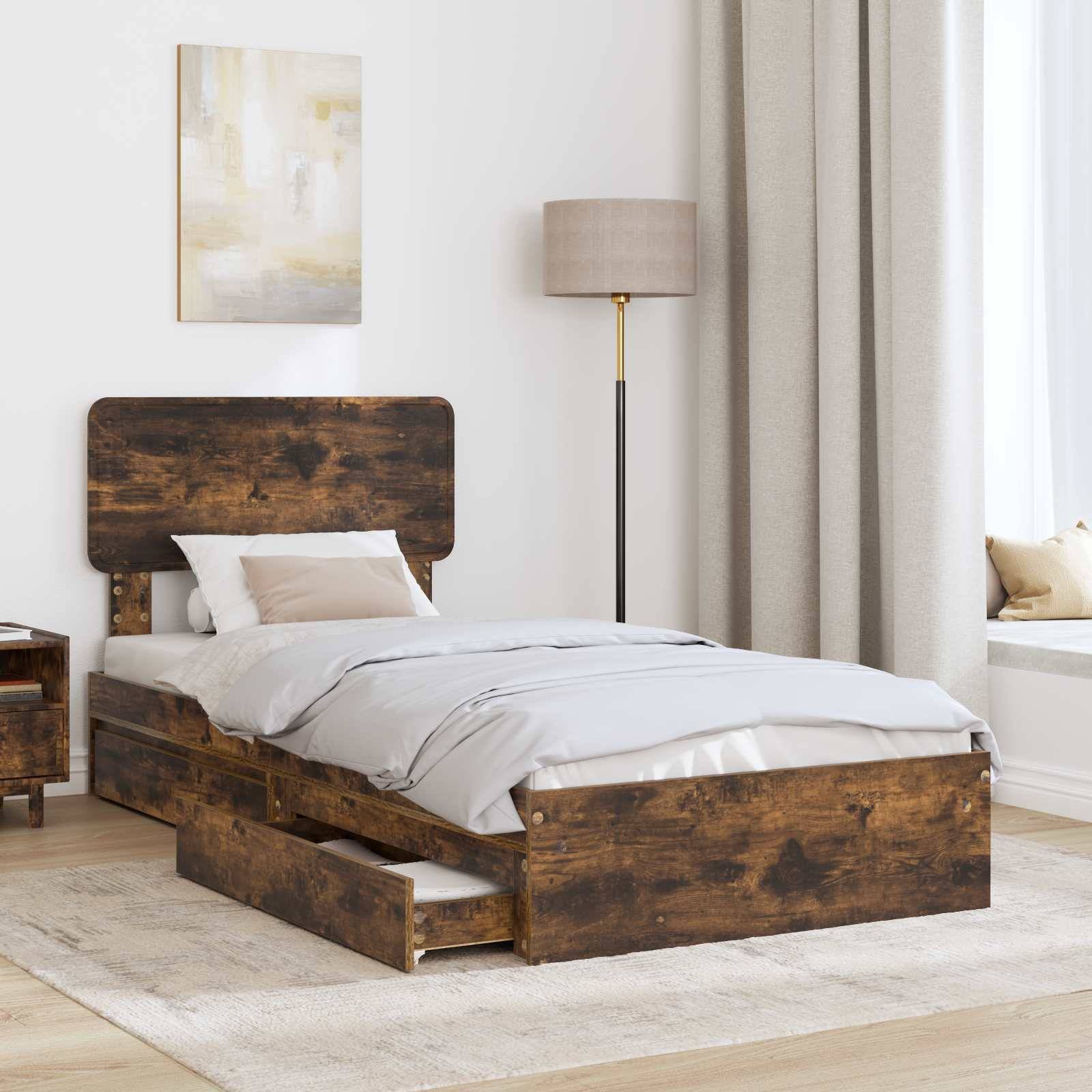 vidaXL Aufbewahrungsbett Geräucherte Eiche 75 x 190 cm Holzwerkstoff