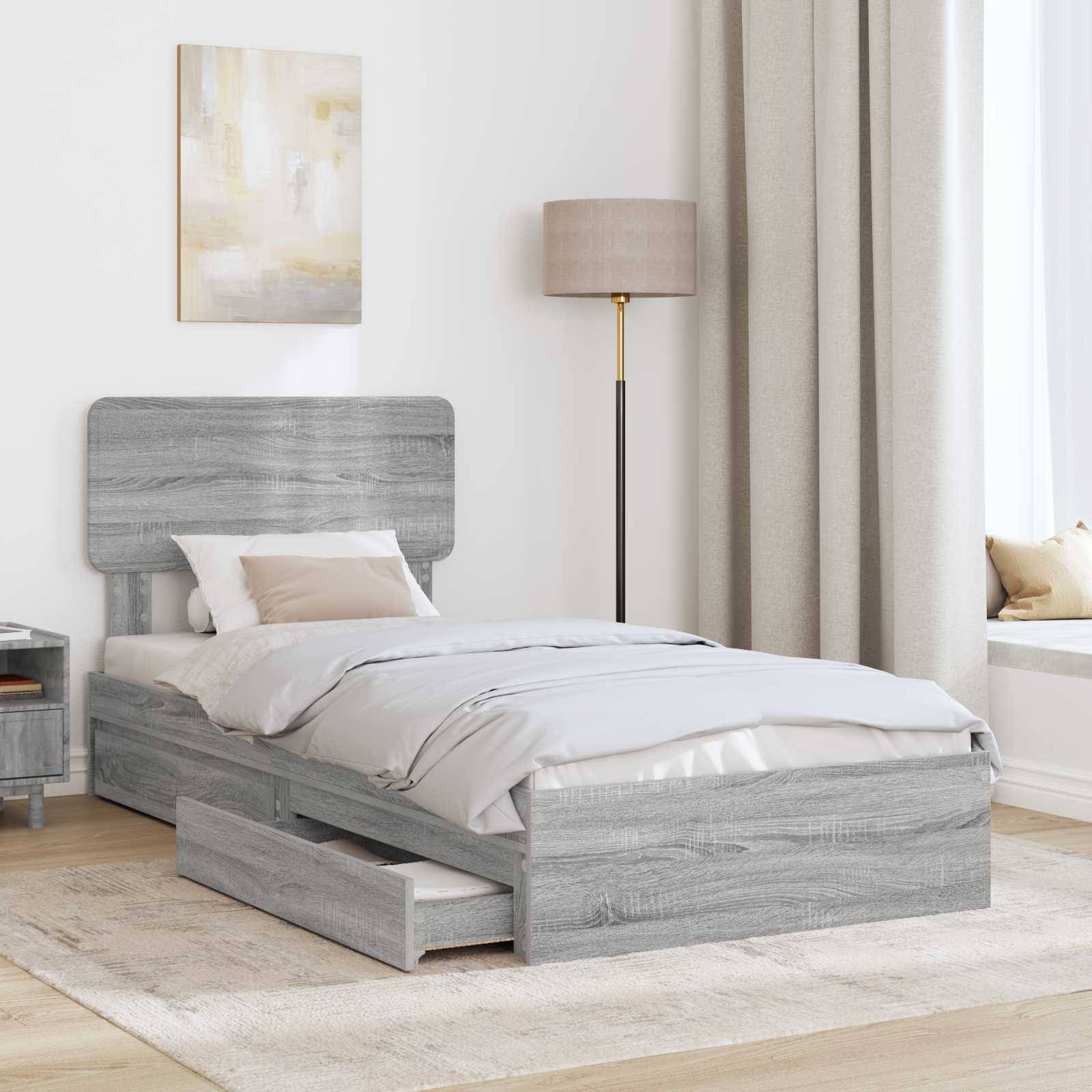 vidaXL Aufbewahrungsbett Graues Sonoma 90 x 200 cm Holzwerkstoff