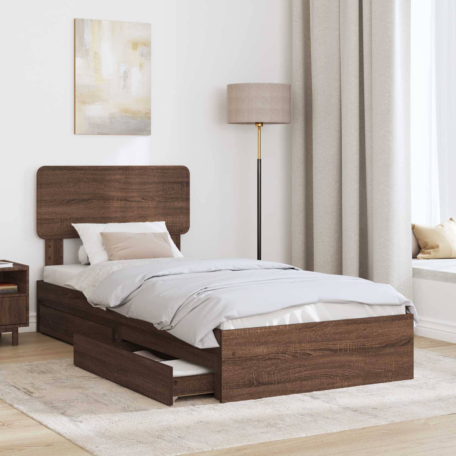 vidaXL Aufbewahrungsbett Braun Eichen-Optik 75 x 190 cm Holzwerkstoff