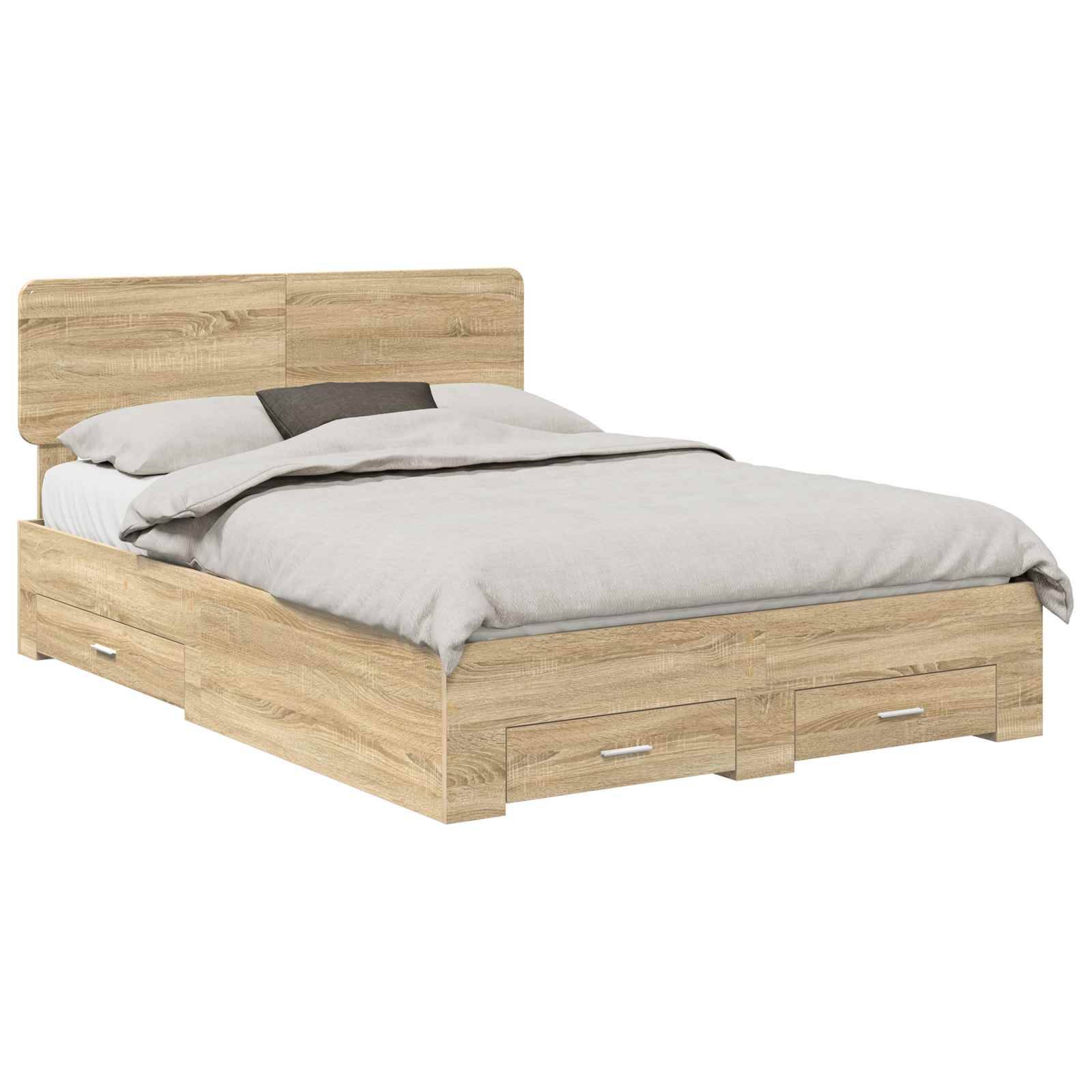 vidaXL Bettrahmen mit Kopfteil Sonoma-Eiche 150 x 200 cm Holzwerkstoff