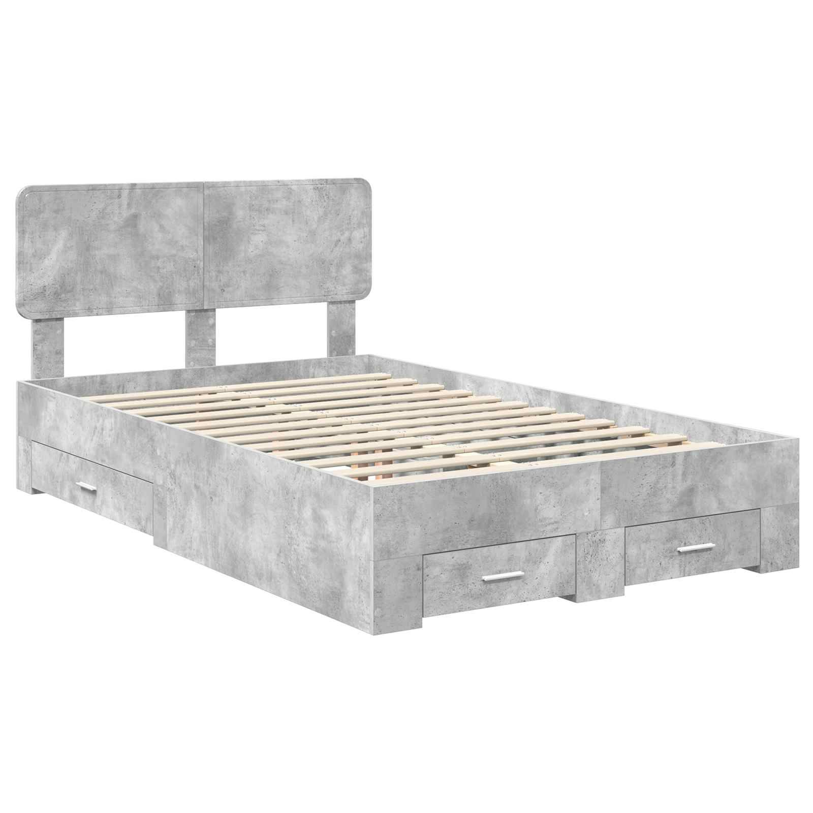 vidaXL Bettrahmen mit Kopfteil Beton Grau 120 x 190 cm Holzwerkstoff