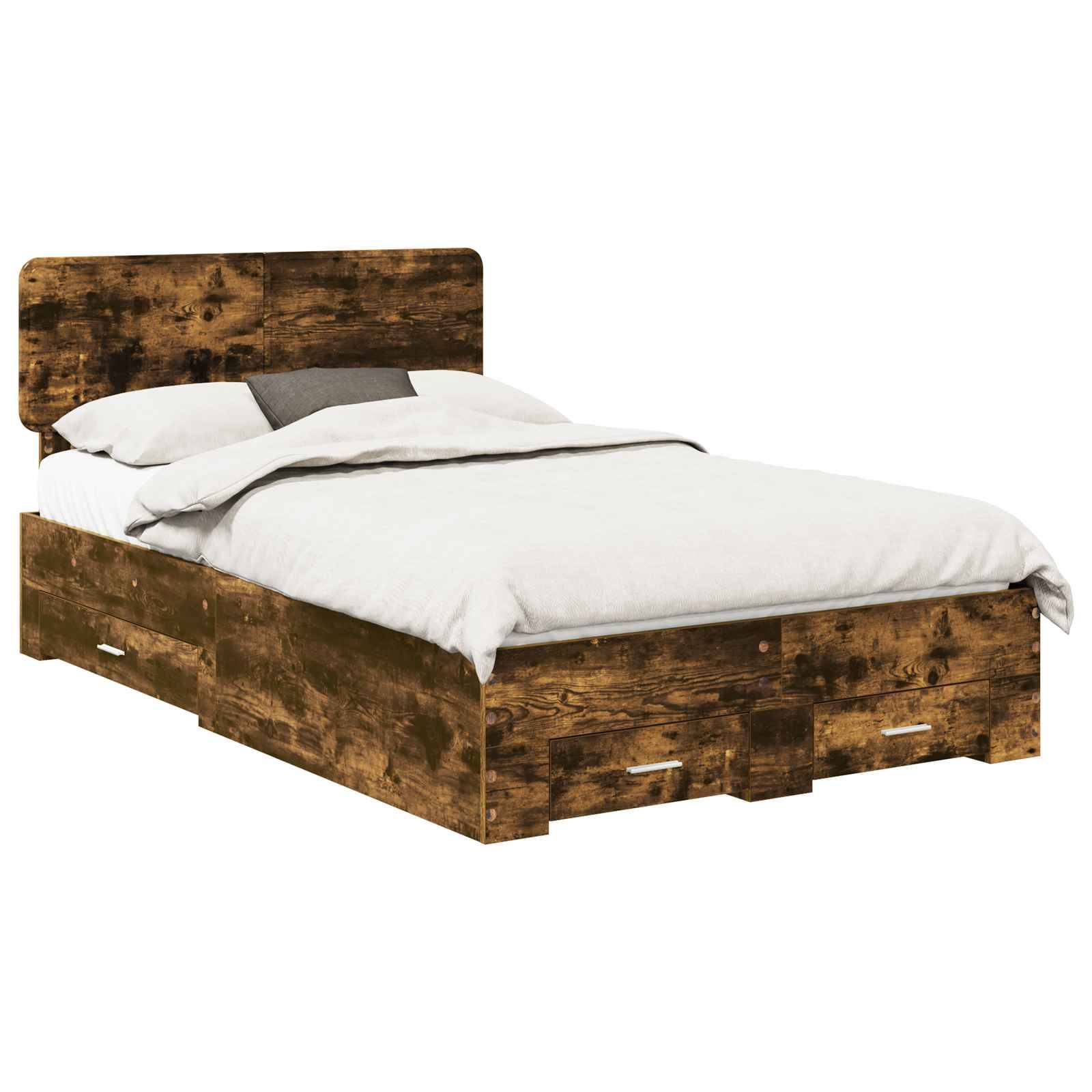 vidaXL Bettrahmen Geräucherte Eiche 120 x 200 cm Holzwerkstoff