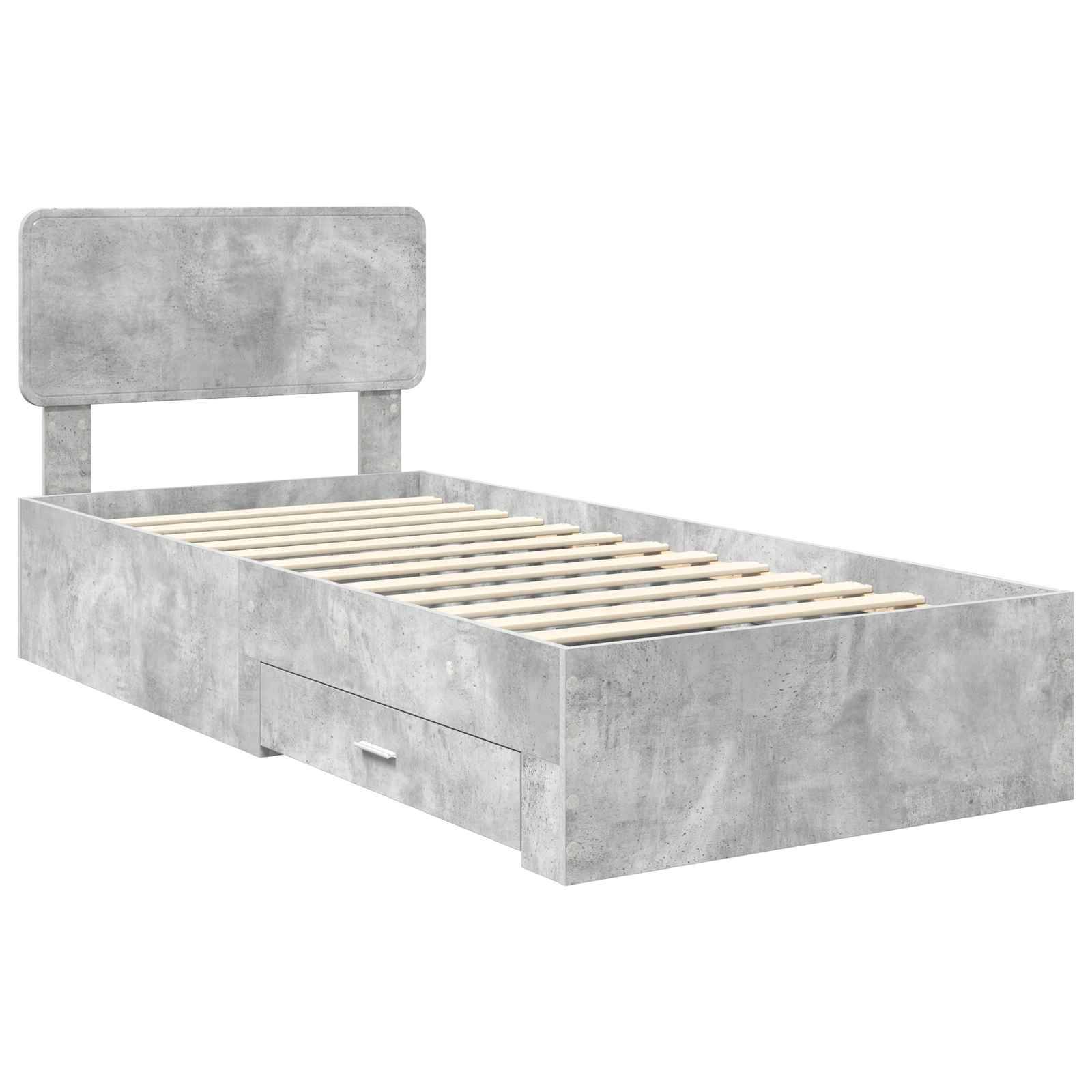 vidaXL Bettrahmen mit Kopfteil Beton Grau 90 x 200 cm Holzwerkstoff