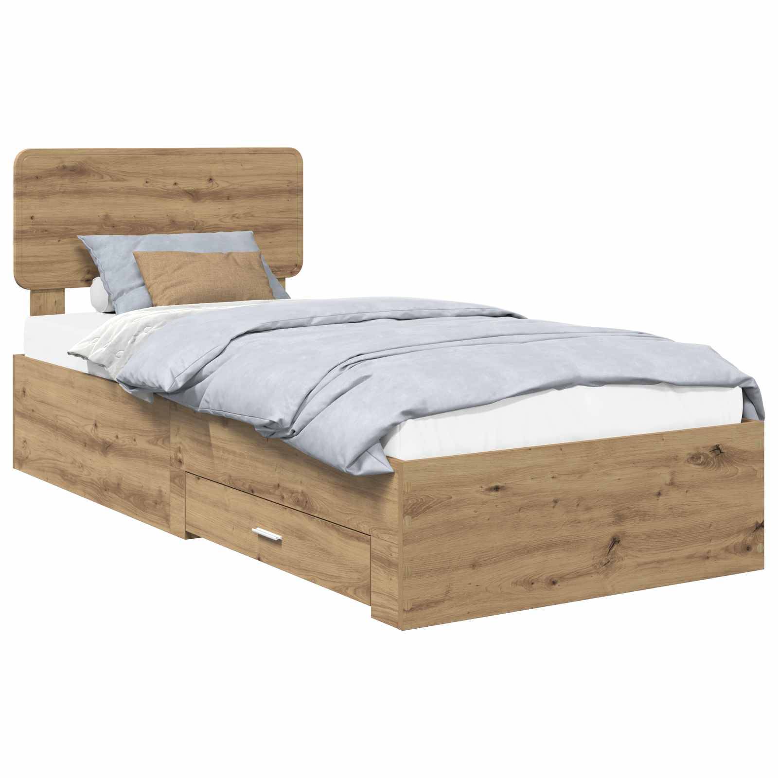 vidaXL Bettrahmen Artisan-Eiche 100 x 200 cm Holzwerkstoff