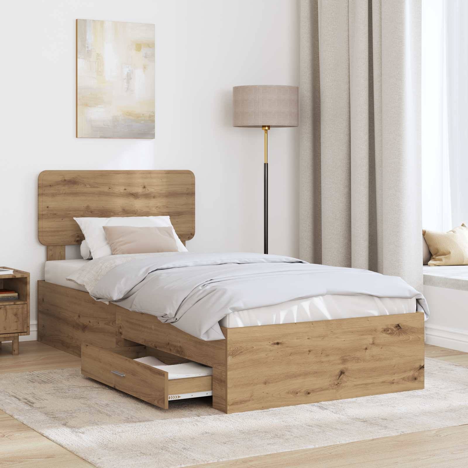 vidaXL Bettrahmen Artisan-Eiche 100 x 200 cm Holzwerkstoff