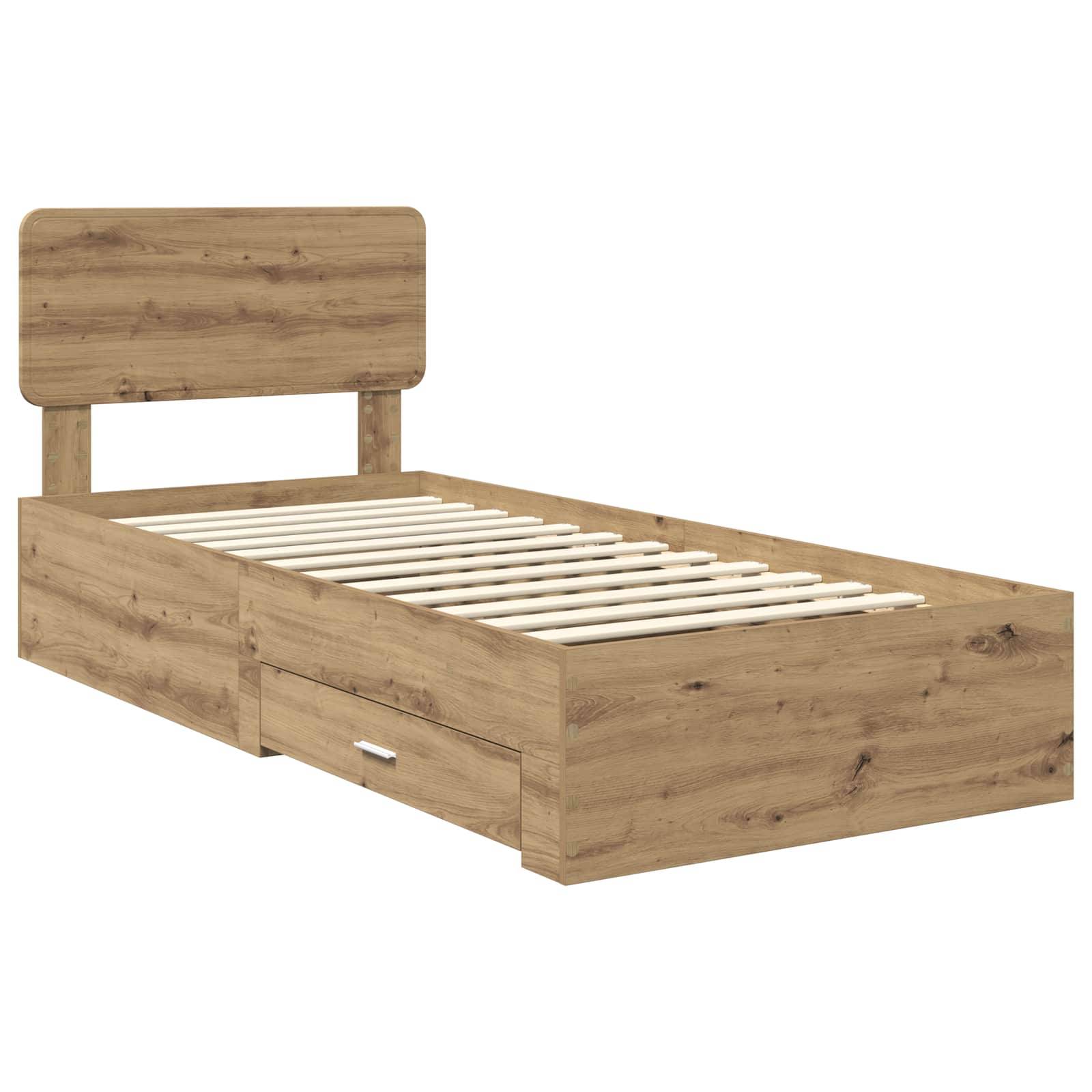 vidaXL Bettrahmen Artisan-Eiche 100 x 200 cm Holzwerkstoff