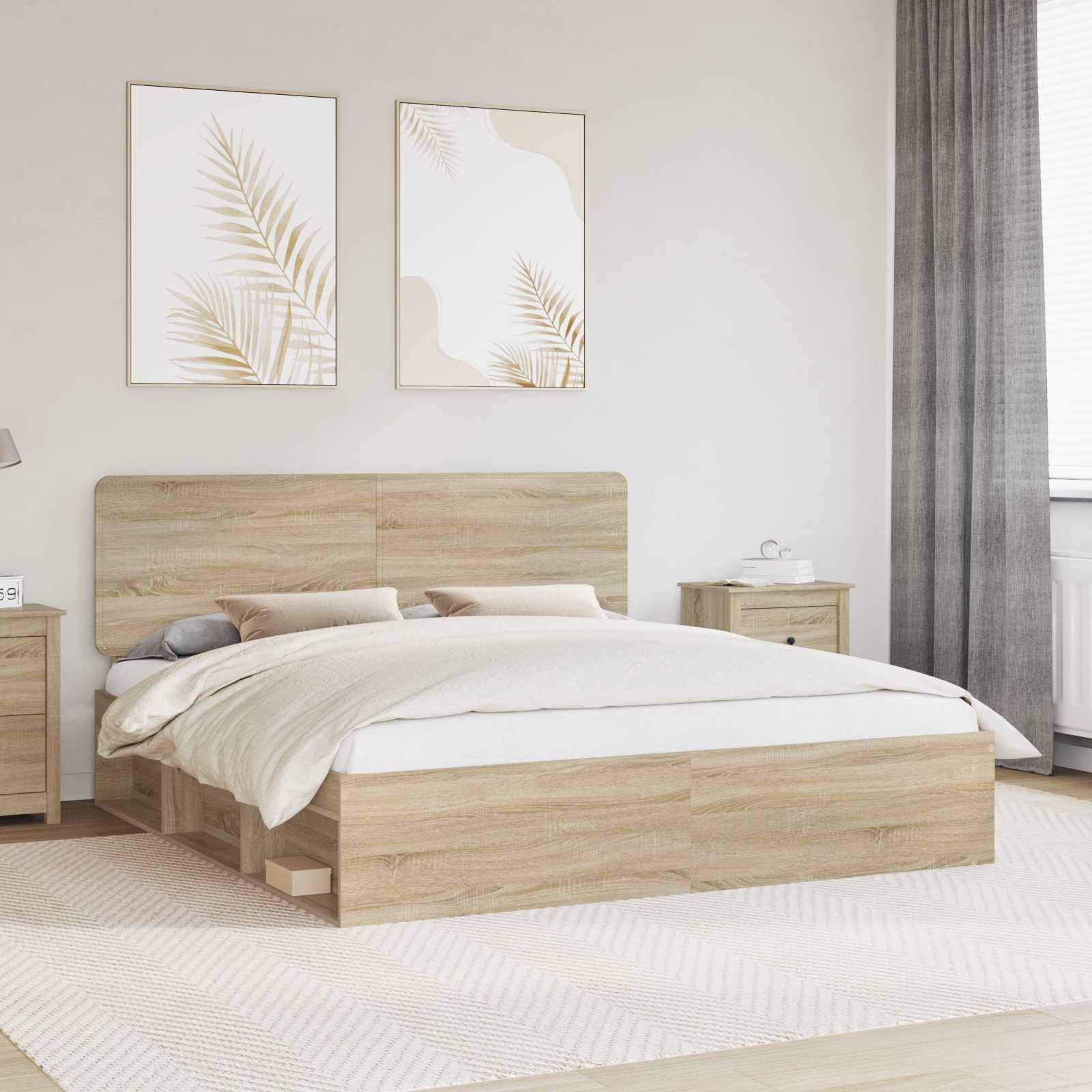 vidaXL Bettrahmen Sonoma 200 x 200 cm Massives Kiefernholz
