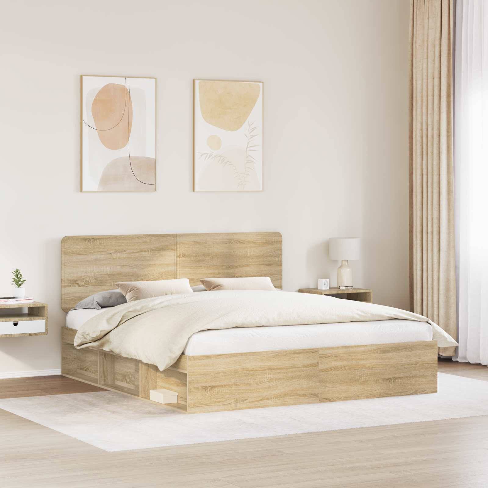 vidaXL Bettrahmen Sonoma 200 x 200 cm Massives Kiefernholz