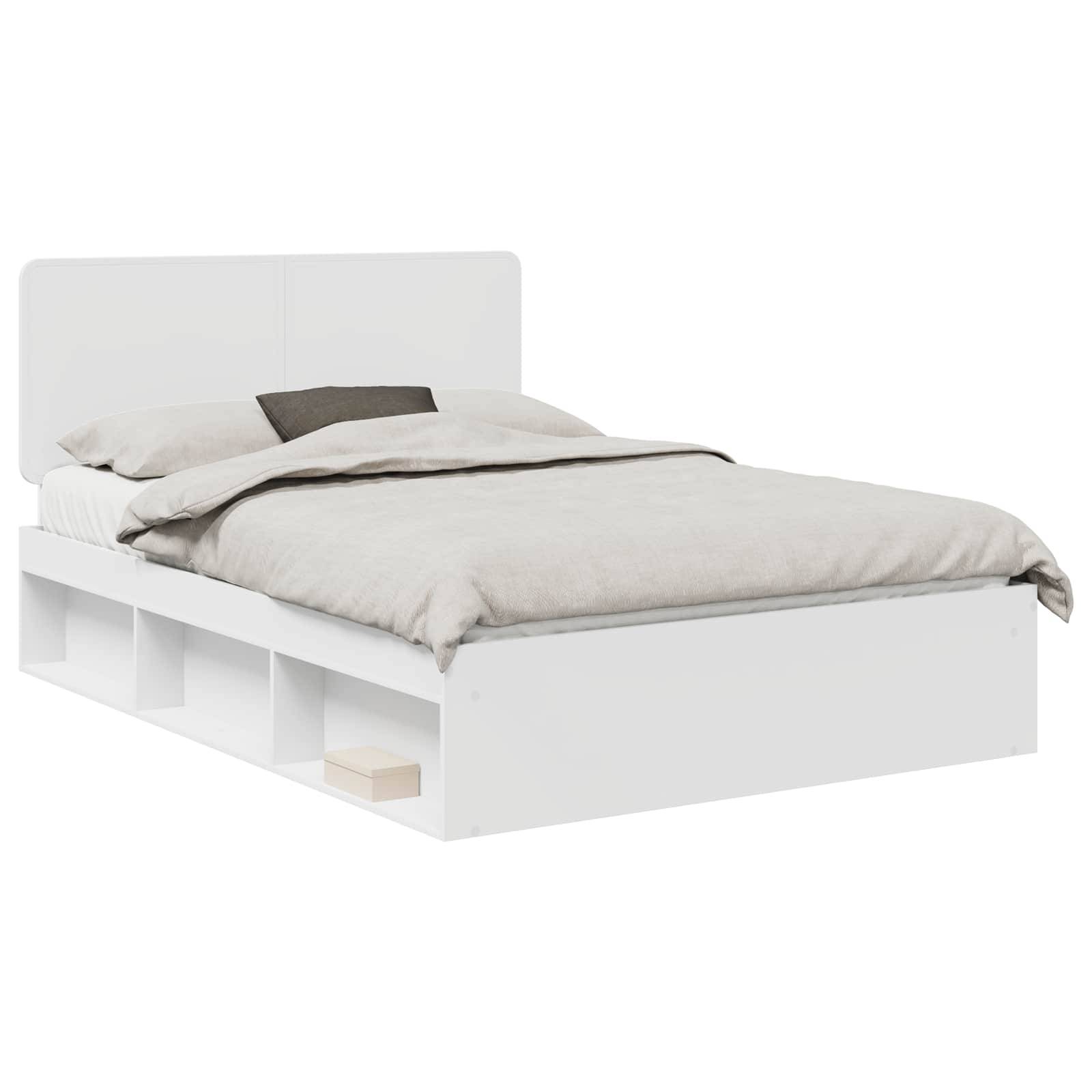 vidaXL Bettrahmen mit Kopfteil Weiß 140 x 190 cm Massives Kiefernholz