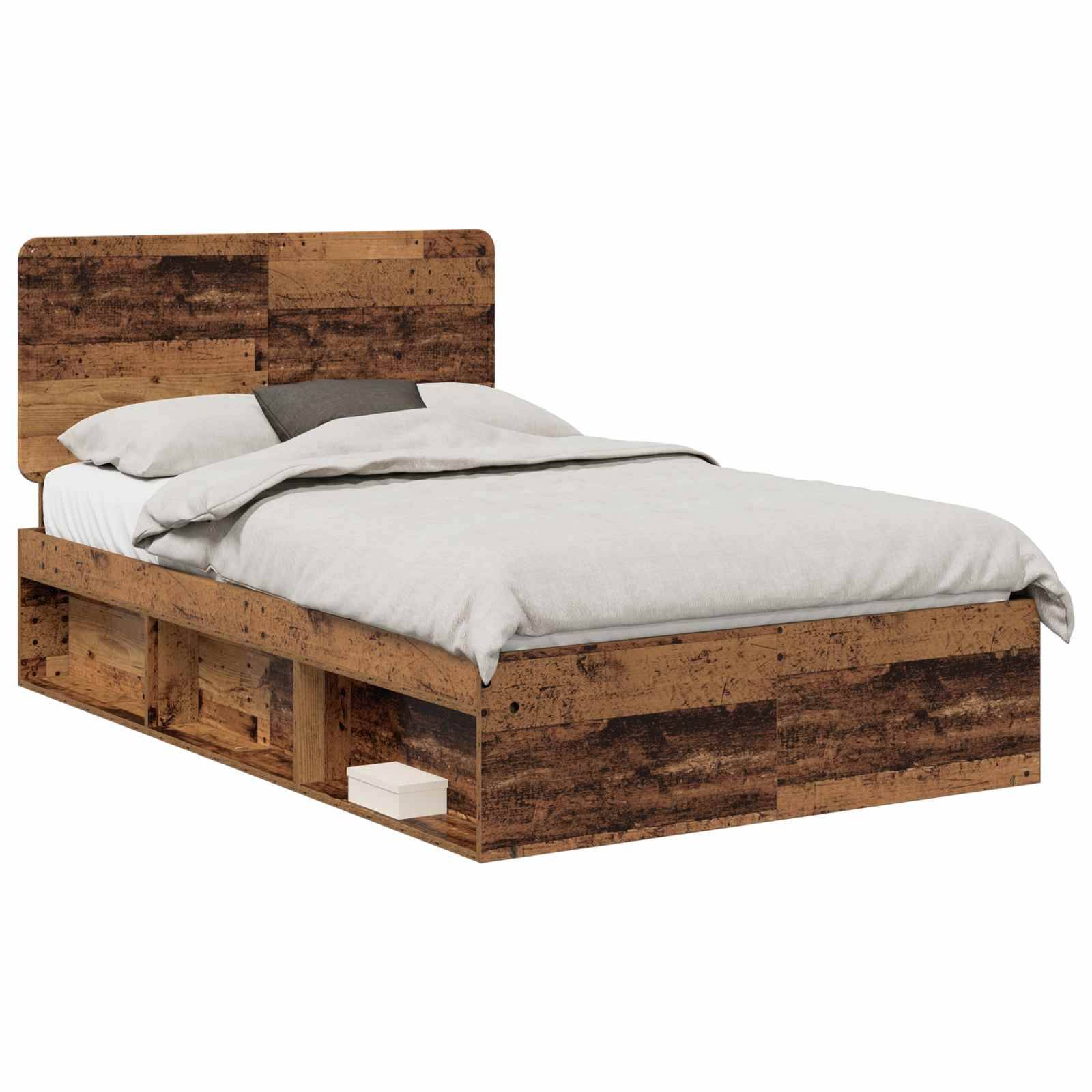 vidaXL Bettrahmen Altholz 135 x 190 cm Massives Kiefernholz