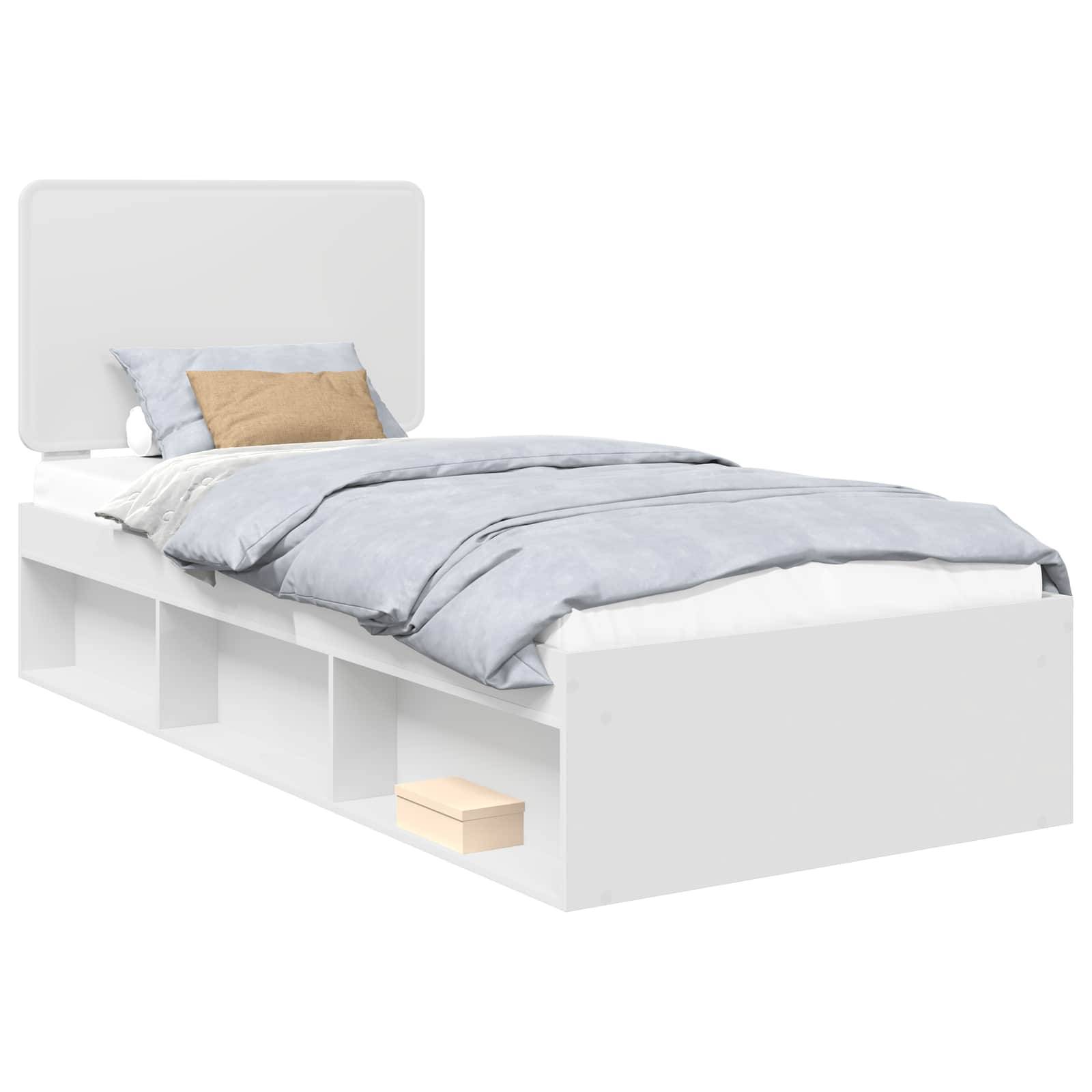 vidaXL Bettrahmen mit Kopfteil Weiß 90 x 190 cm Massives Kiefernholz