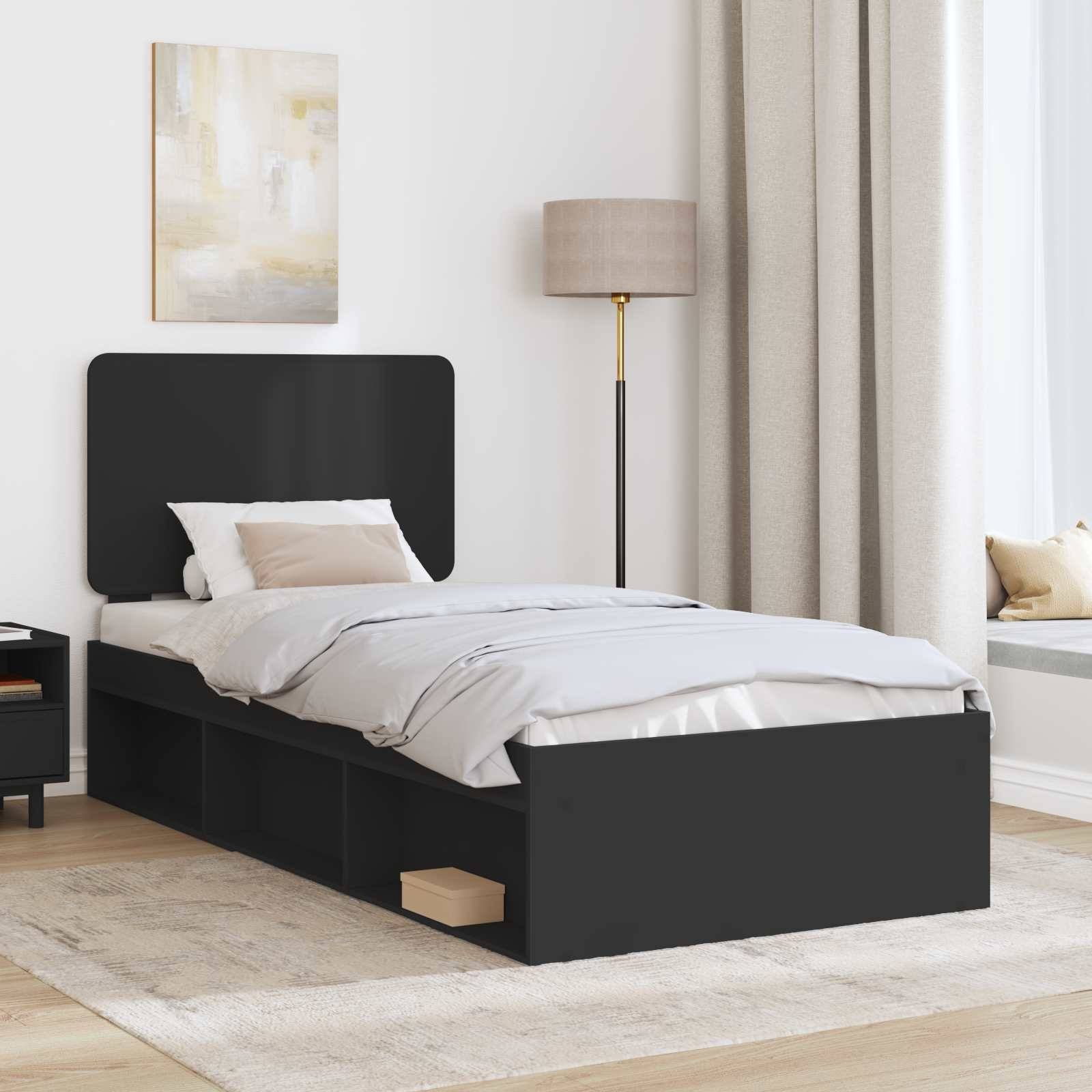 vidaXL Bettrahmen Schwarz 75 x 190 cm Massives Kiefernholz