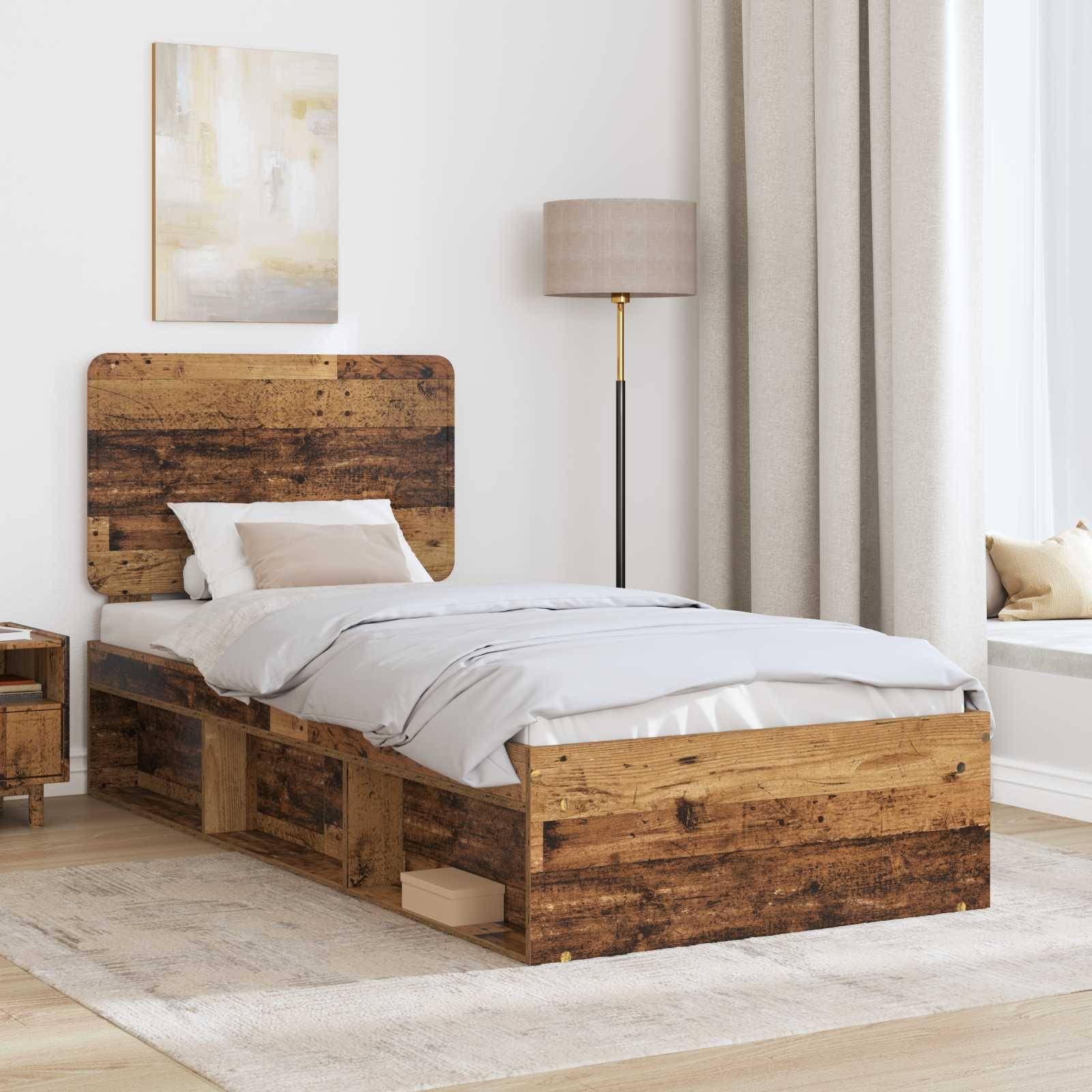 vidaXL Bettrahmen Altholz 90 x 200 cm Massives Kiefernholz