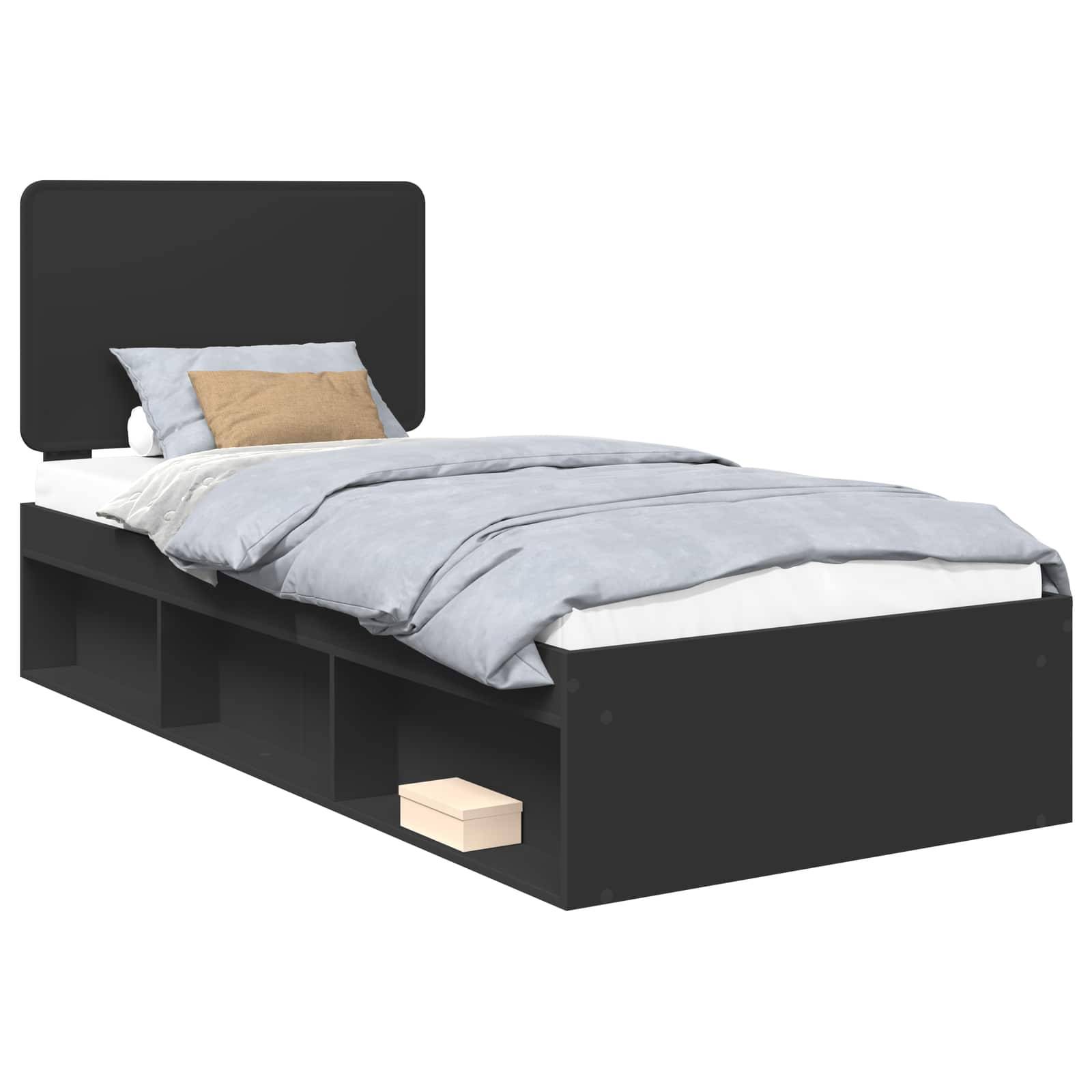 vidaXL Bettrahmen Schwarz 100 x 200 cm Massives Kiefernholz
