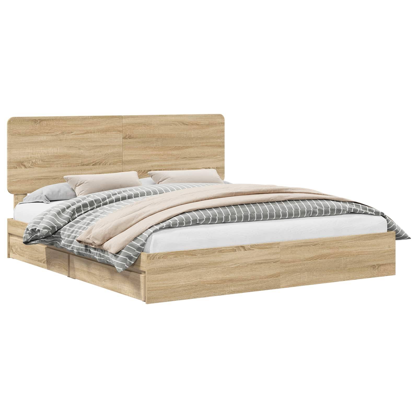 vidaXL Aufbewahrungsbett Sonoma-Eiche 180 x 200 cm Holzwerkstoff