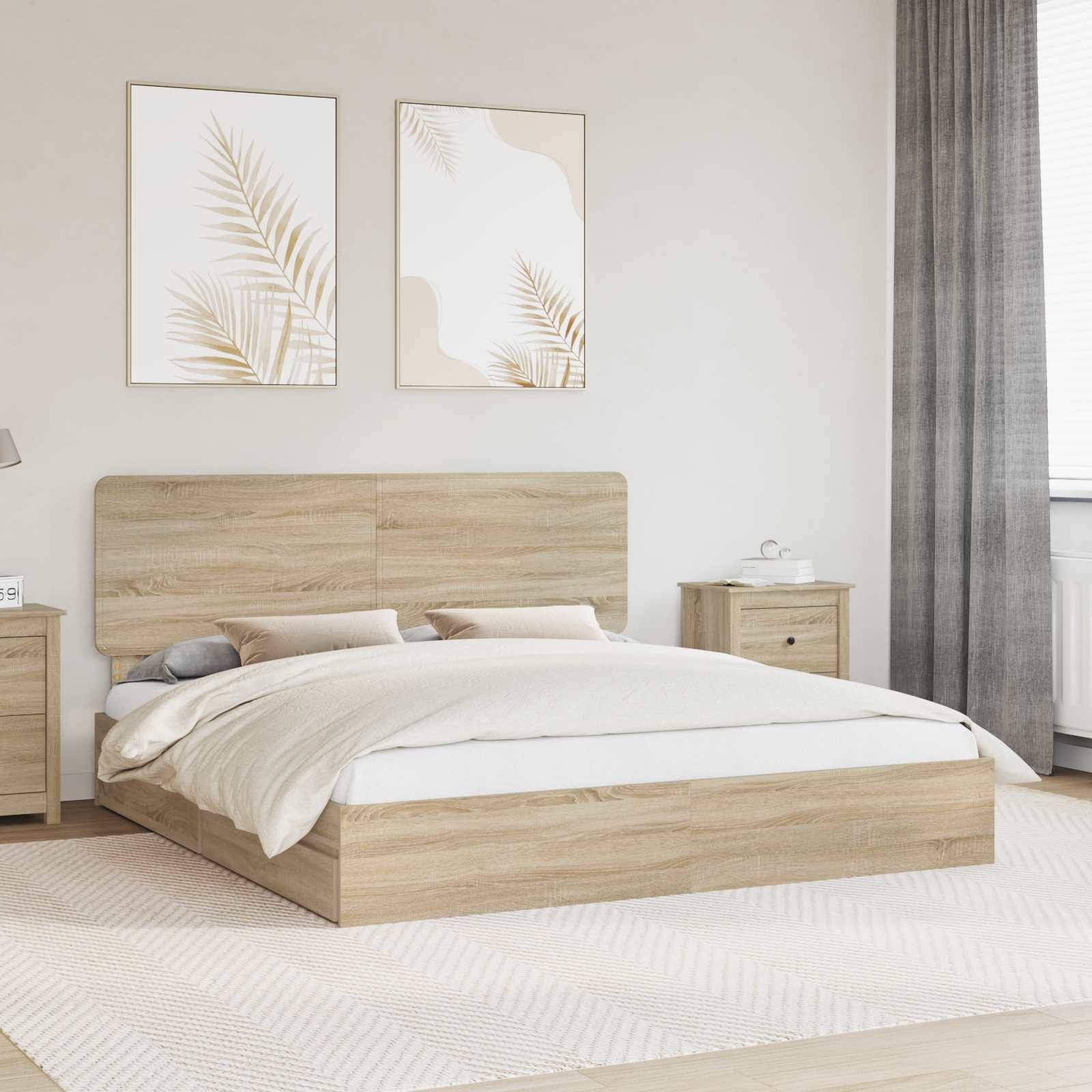 vidaXL Aufbewahrungsbett Sonoma-Eiche 180 x 200 cm Holzwerkstoff