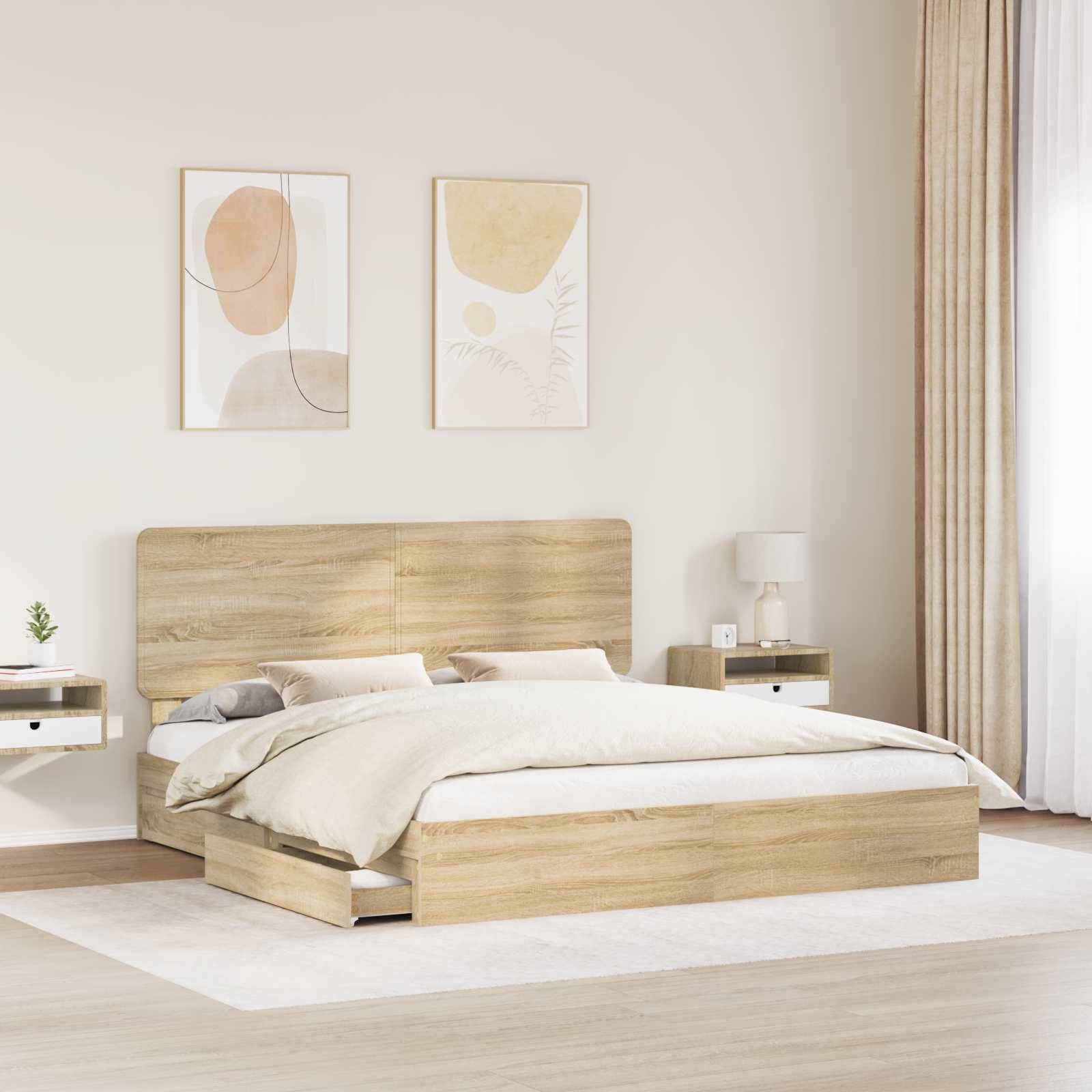 vidaXL Aufbewahrungsbett Sonoma-Eiche 180 x 200 cm Holzwerkstoff