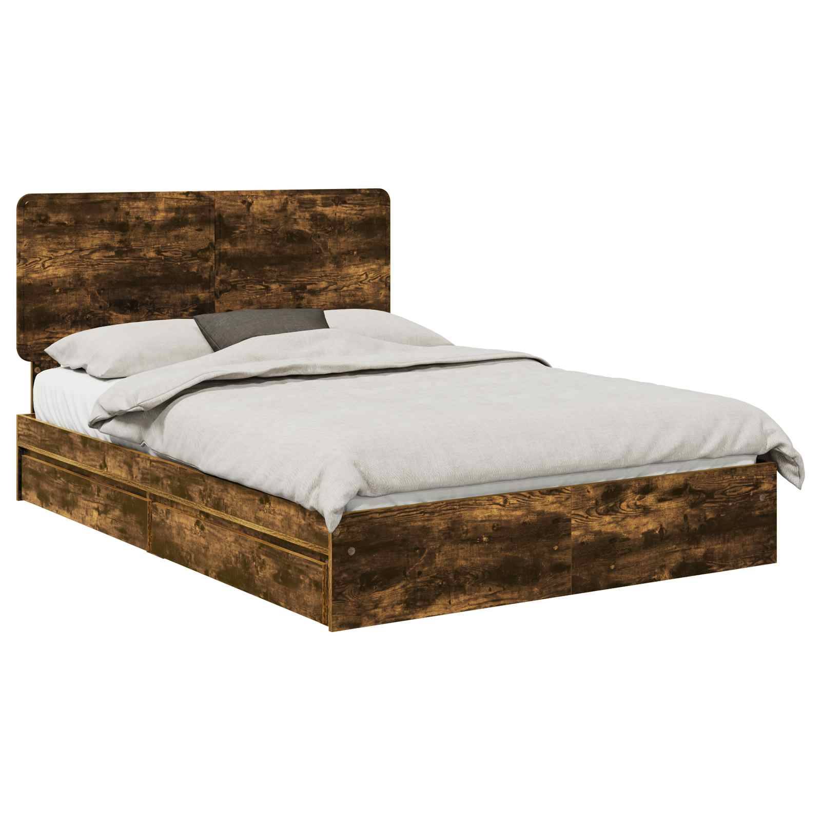 vidaXL Aufbewahrungsbett Geräucherte Eiche 160 x 200 cm Holzwerkstoff