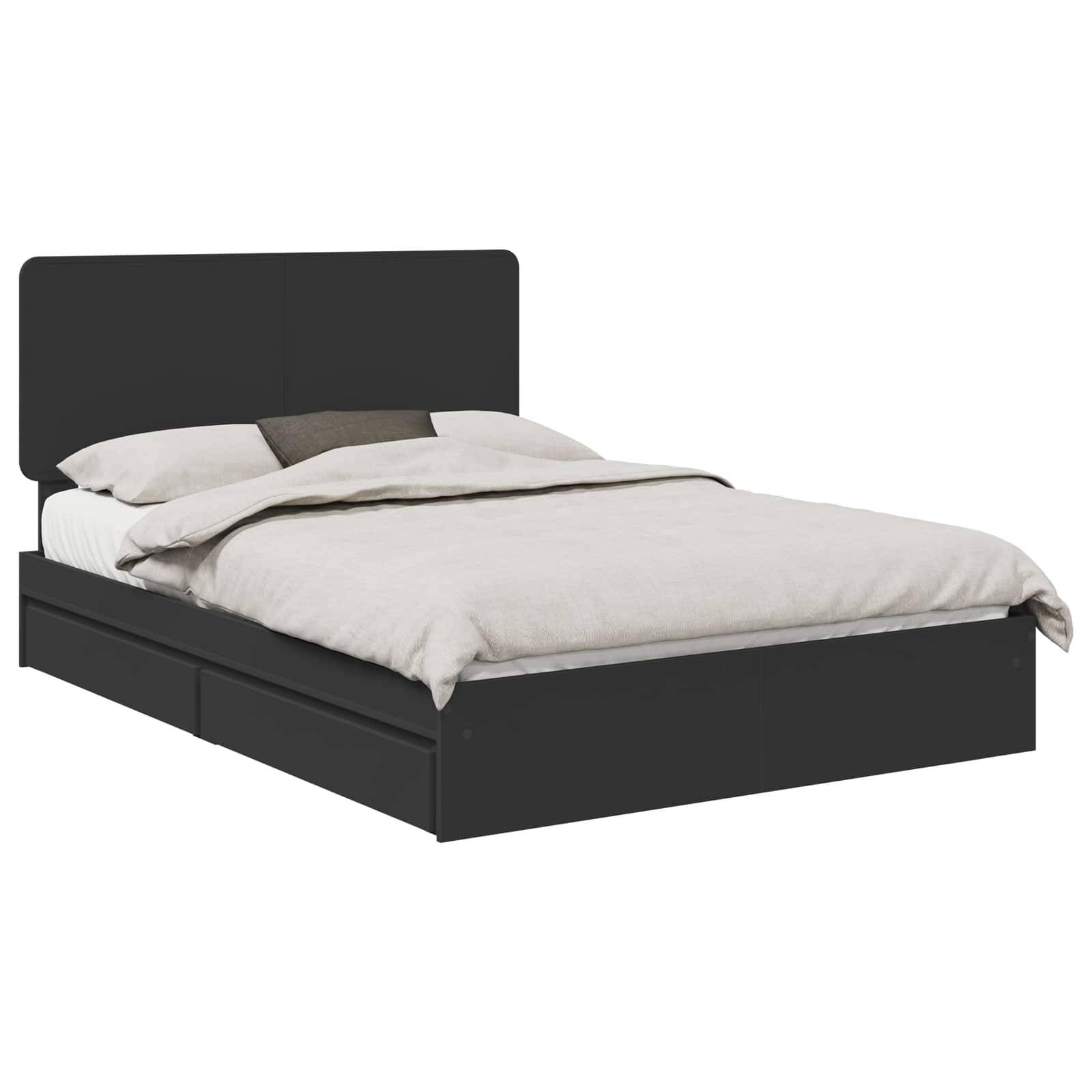 vidaXL Aufbewahrungsbett Schwarz 150 x 200 cm Holzwerkstoff