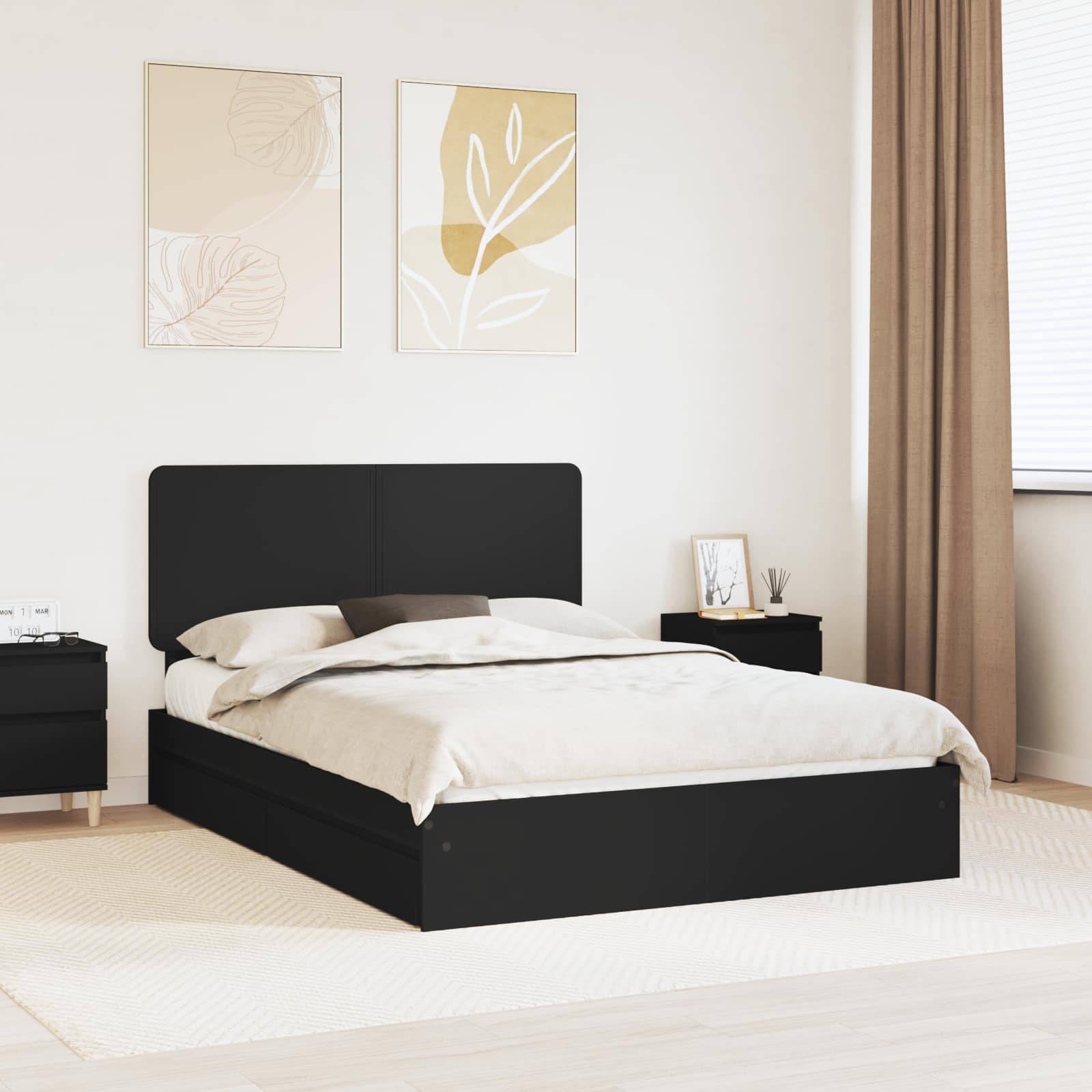 vidaXL Aufbewahrungsbett Schwarz 150 x 200 cm Holzwerkstoff