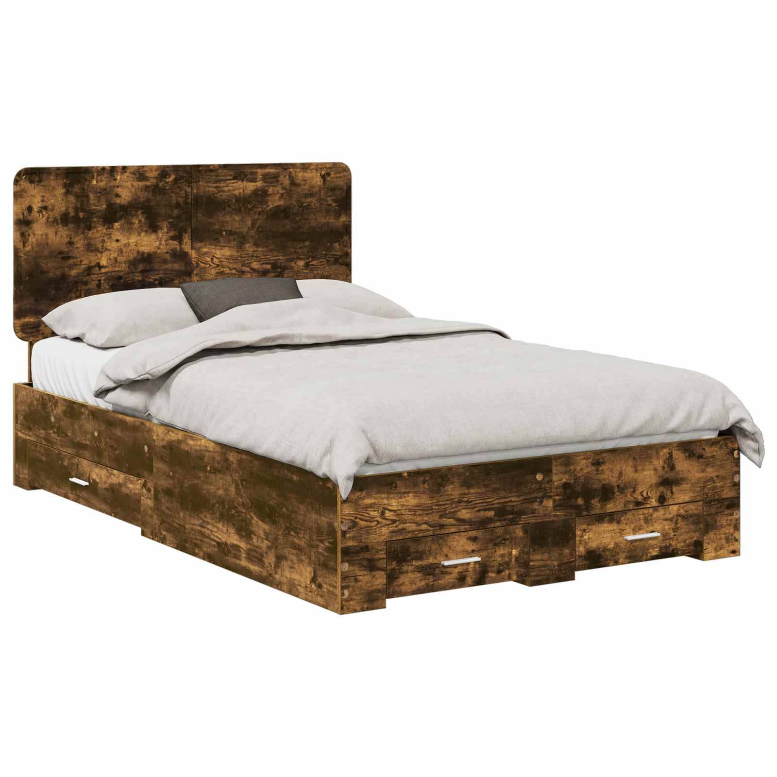 vidaXL Bettrahmen Geräucherte Eiche 120 x 190 cm Holzwerkstoff