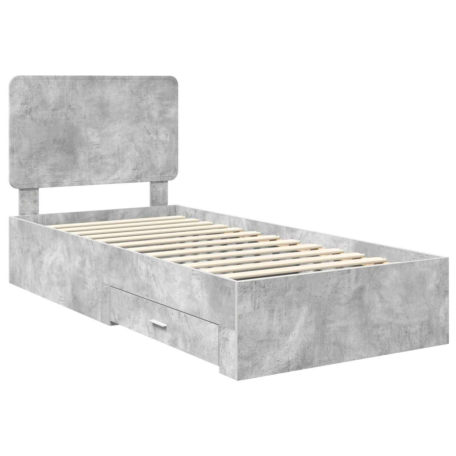 vidaXL Bettrahmen mit Kopfteil Beton Grau 90 x 190 cm Holzwerkstoff