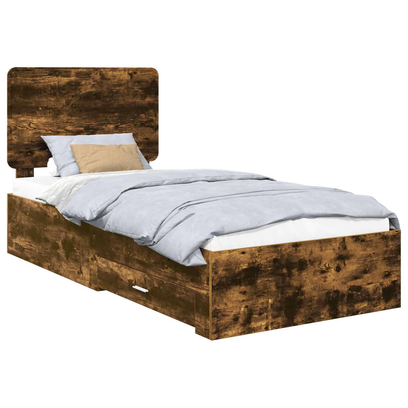 vidaXL Bettrahmen Geräucherte Eiche 100 x 200 cm Holzwerkstoff