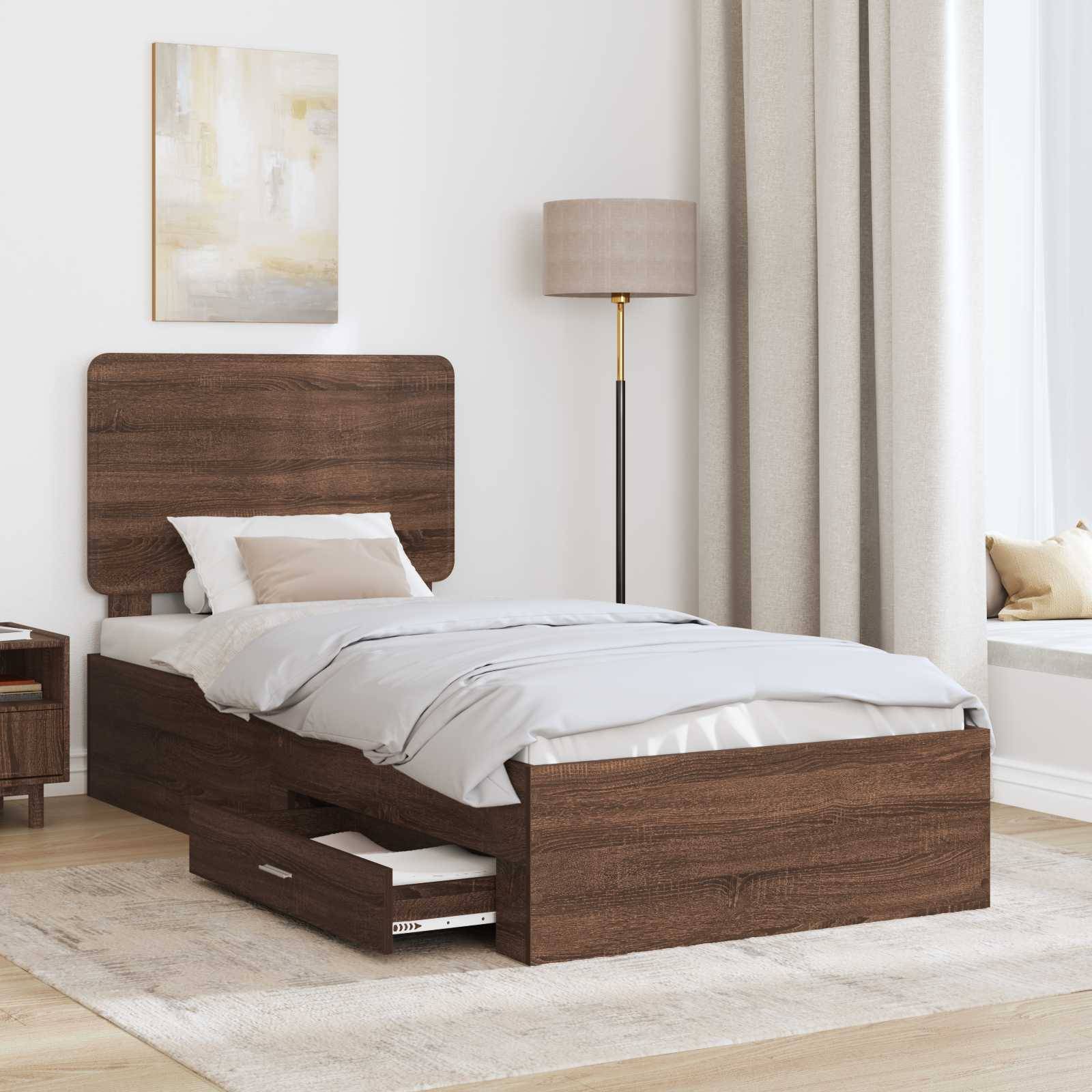 vidaXL Bettrahmen Braun Eichen-Optik 75 x 190 cm Holzwerkstoff