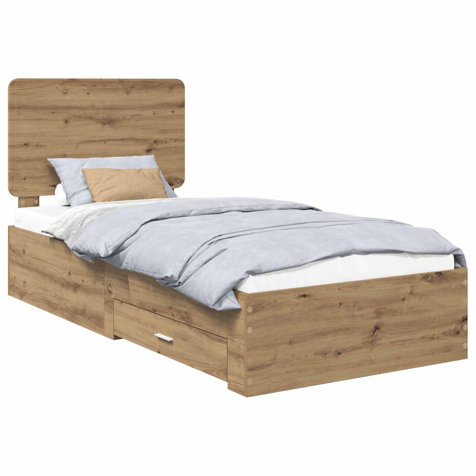 vidaXL Bettrahmen mit Kopfteil Artisan-Eiche 90 x 190 cm Holzwerkstoff