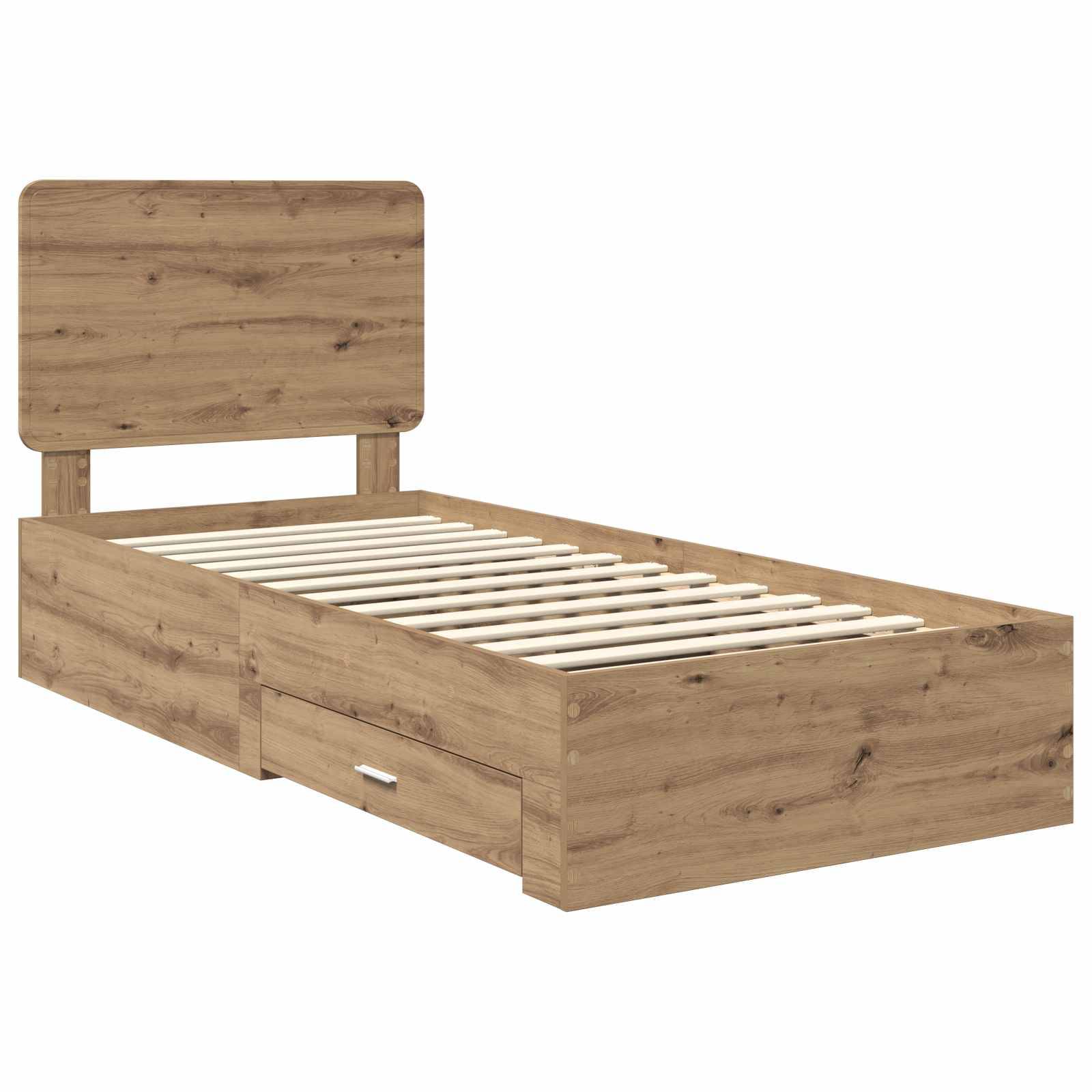 vidaXL Bettrahmen mit Kopfteil Artisan-Eiche 90 x 190 cm Holzwerkstoff