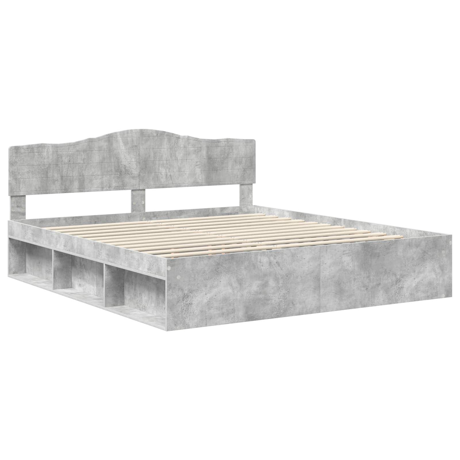 vidaXL Bettrahmen mit Kopfteil Beton 180 x 200 cm Massives Kiefernholz