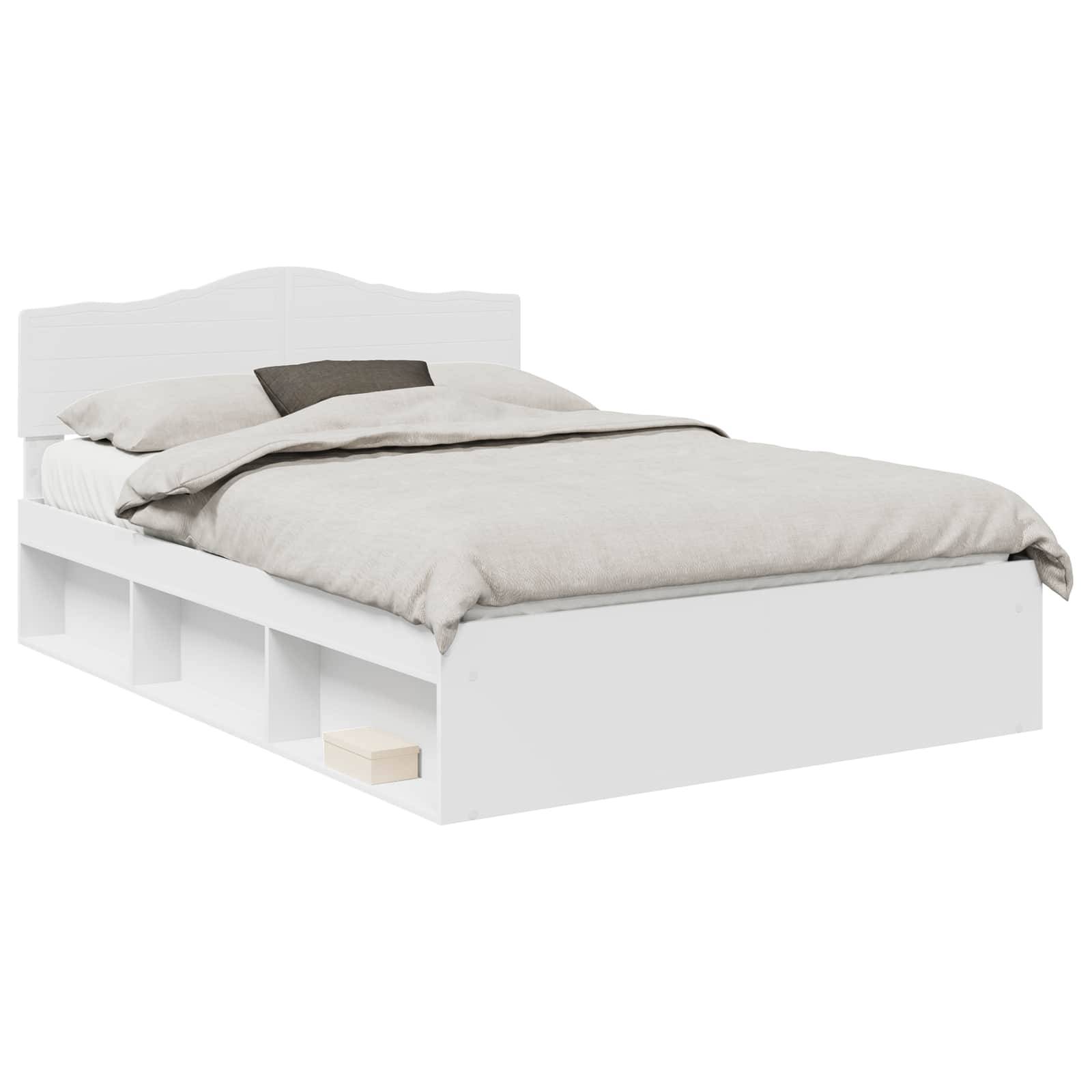 vidaXL Bettrahmen mit Kopfteil Weiß 140 x 200 cm Massives Kiefernholz