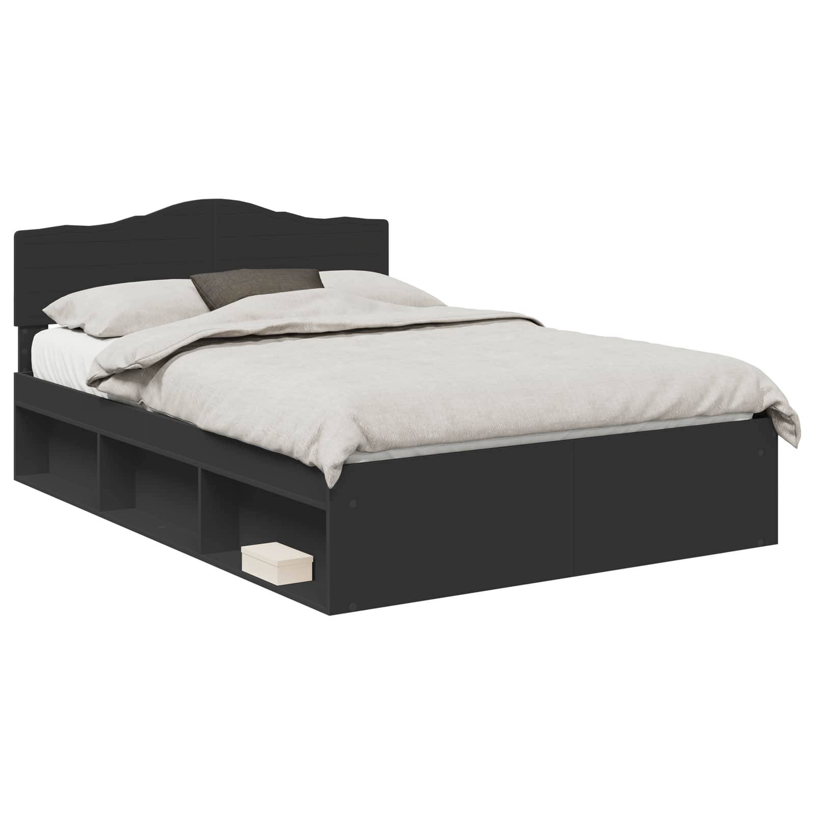 vidaXL Bettrahmen Schwarz 140 x 200 cm Massives Kiefernholz