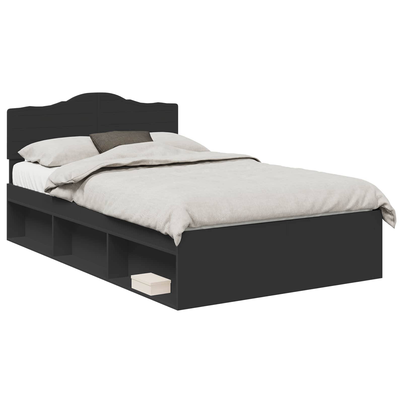 vidaXL Bettrahmen Schwarz 135 x 190 cm Massives Kiefernholz