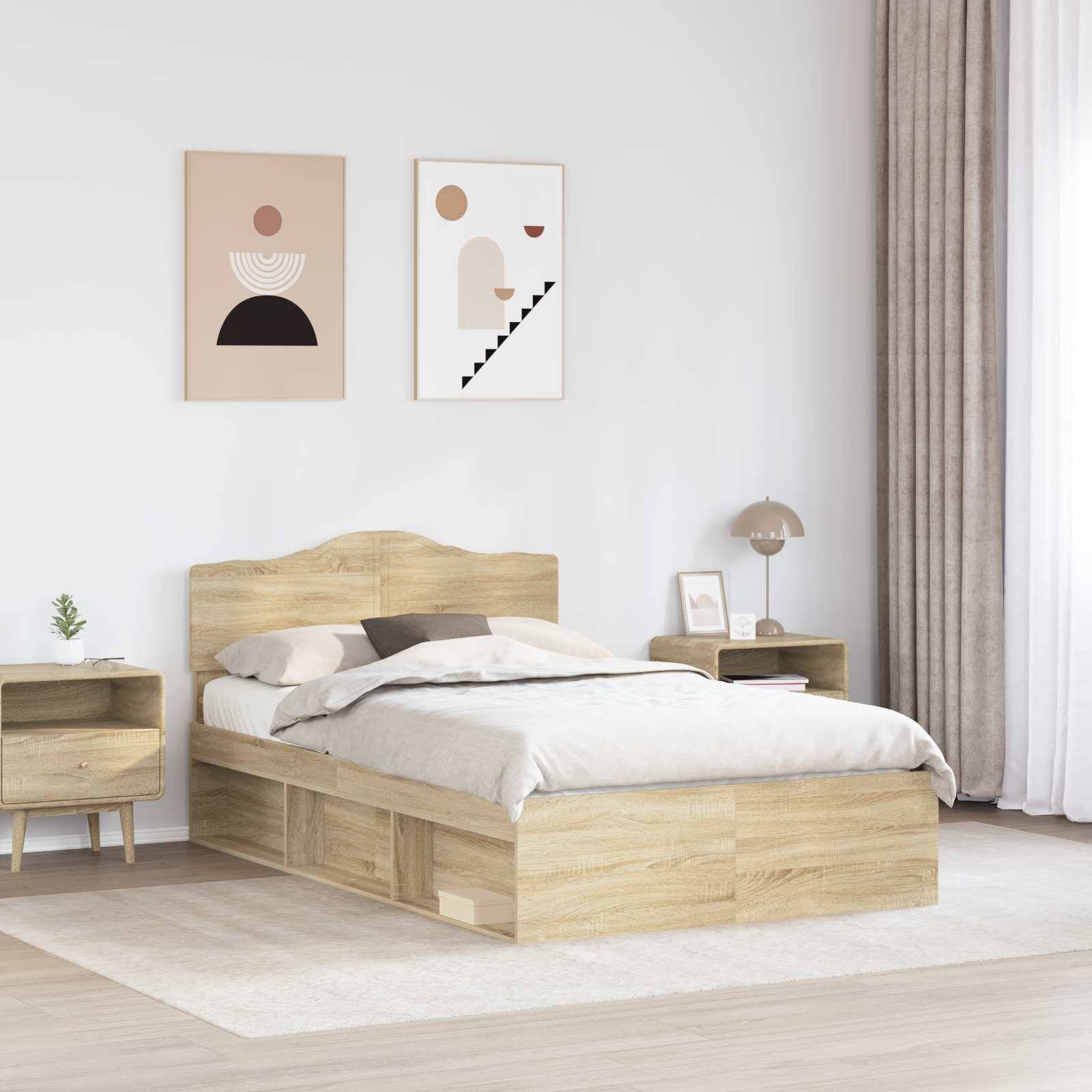 vidaXL Bettrahmen Sonoma 120 x 190 cm Massives Kiefernholz